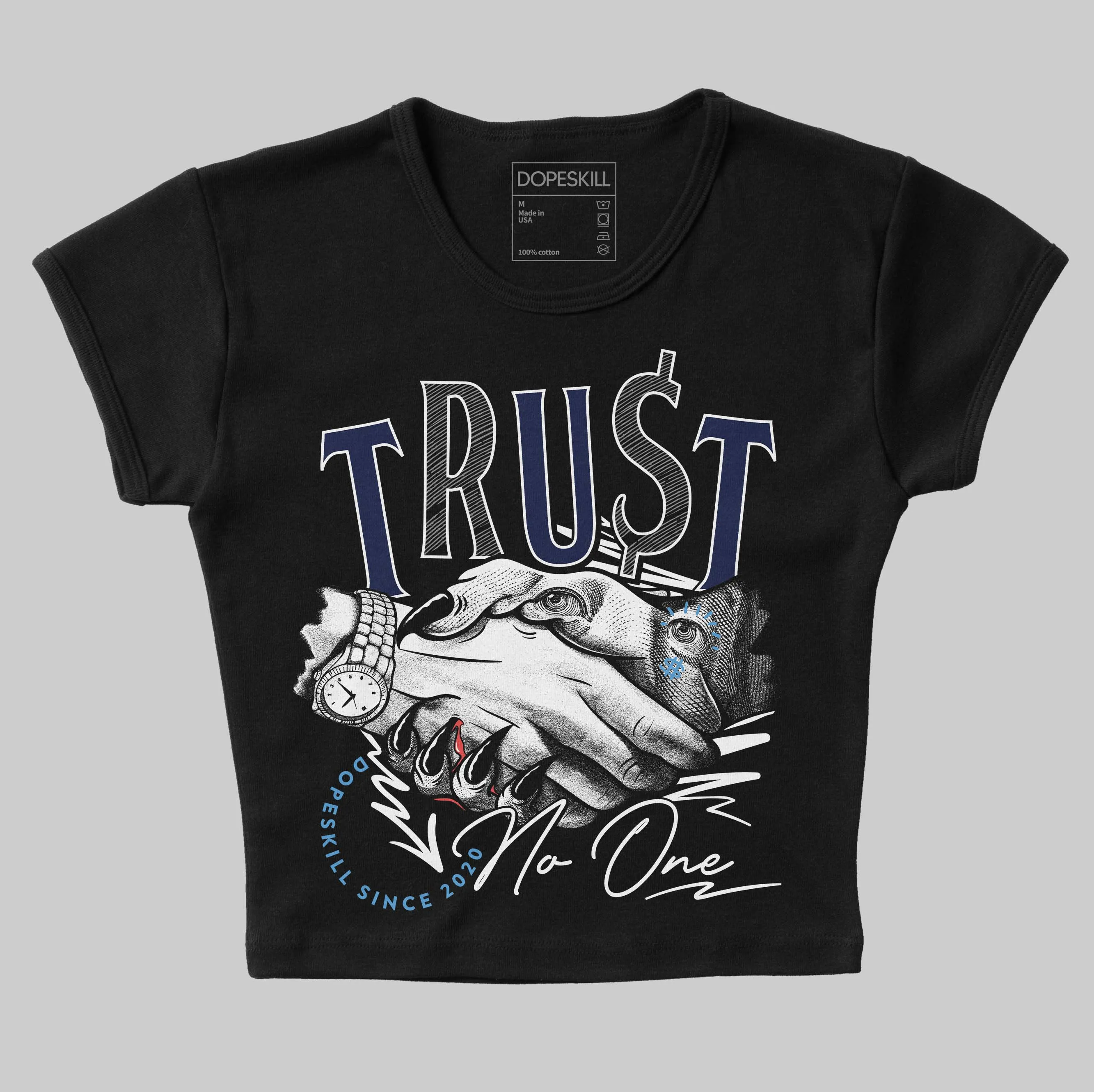 Midnight Navy 3s DopeSkill Women's Crop Top Trust No One Graphic sold by DopeSkill product image thumbnail 2