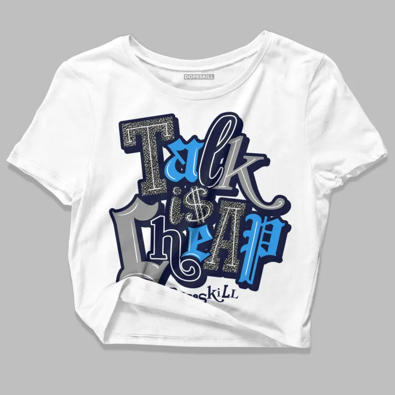 Midnight Navy 3s DopeSkill Women's Crop Top Talk Is Chip Graphic sold by DopeSkill