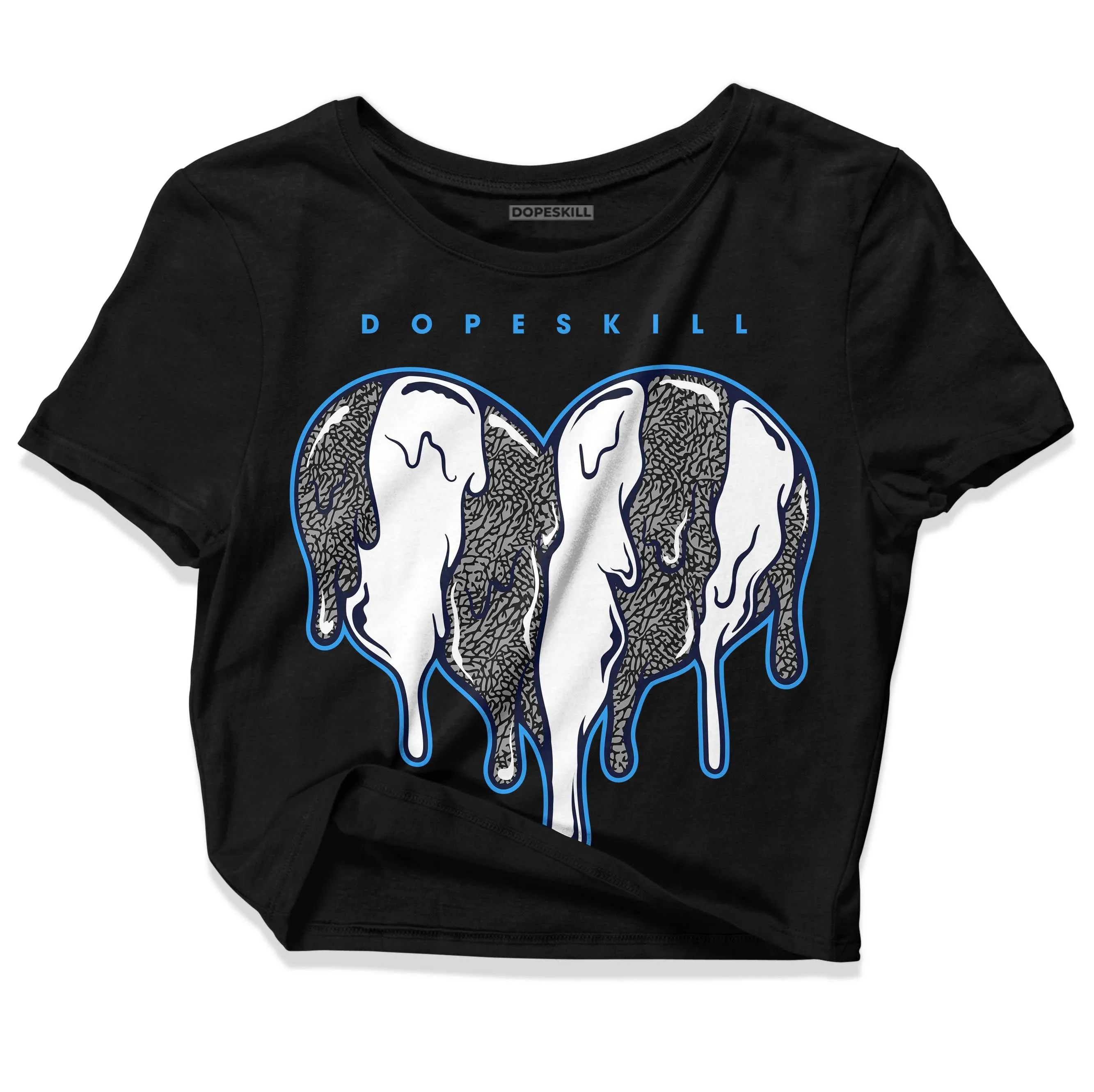 Midnight Navy 3s DopeSkill Women's Crop Top Slime Drip Heart Graphic sold by DopeSkill product image thumbnail 2