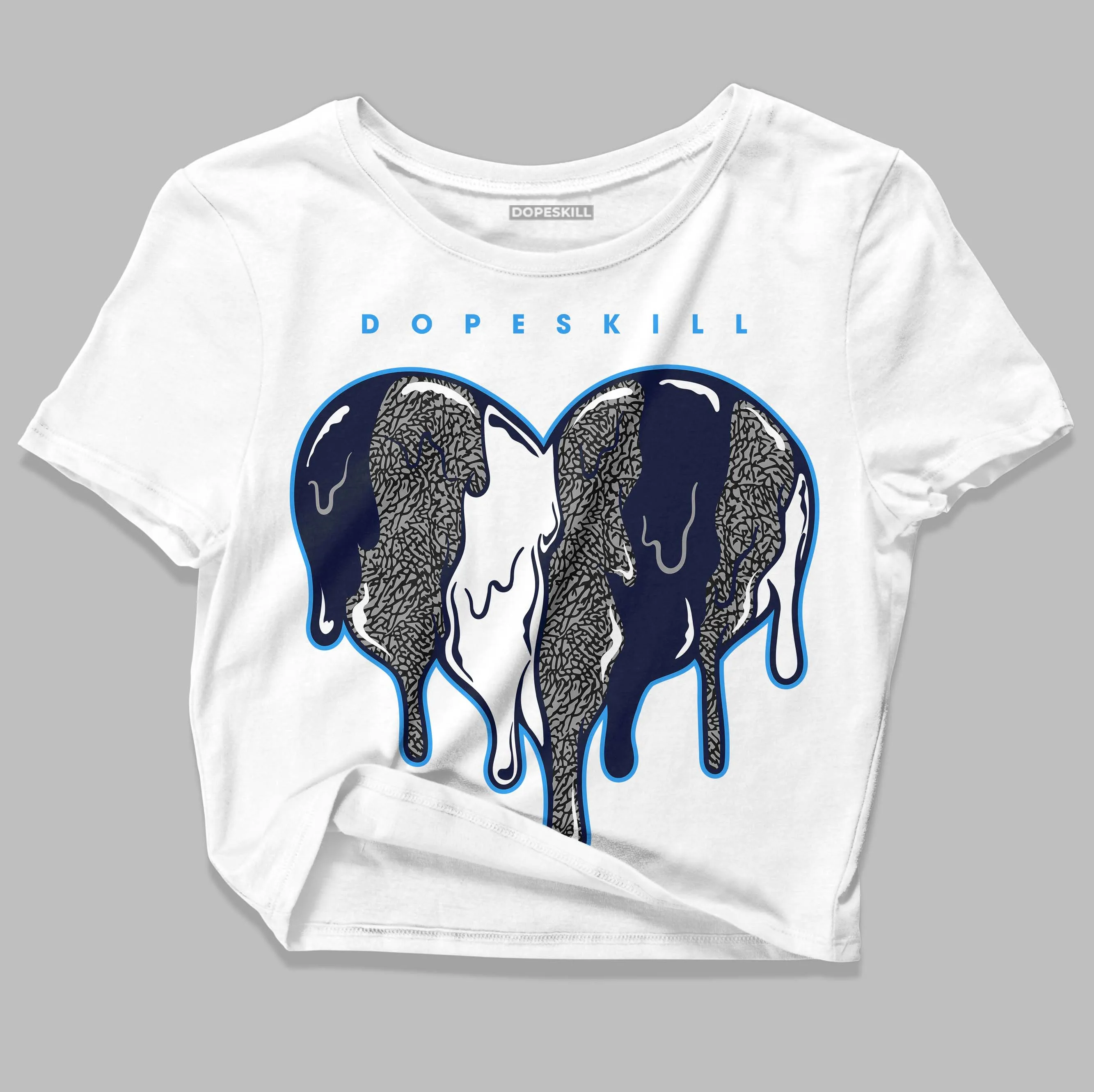 Midnight Navy 3s DopeSkill Women's Crop Top Slime Drip Heart Graphic sold by DopeSkill