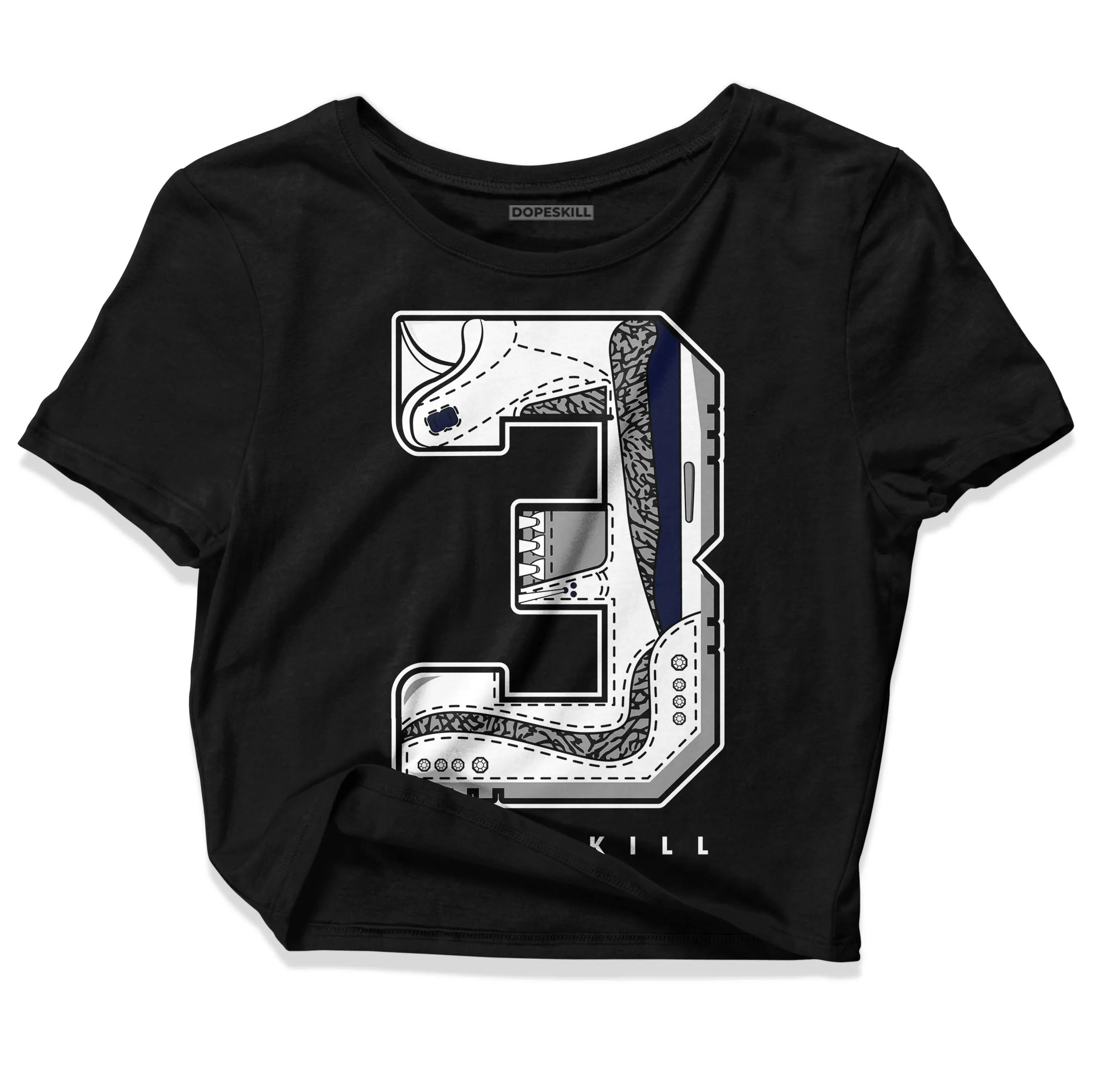 Midnight Navy 3s DopeSkill Women's Crop Top No.3 Graphic sold by DopeSkill product image thumbnail 2