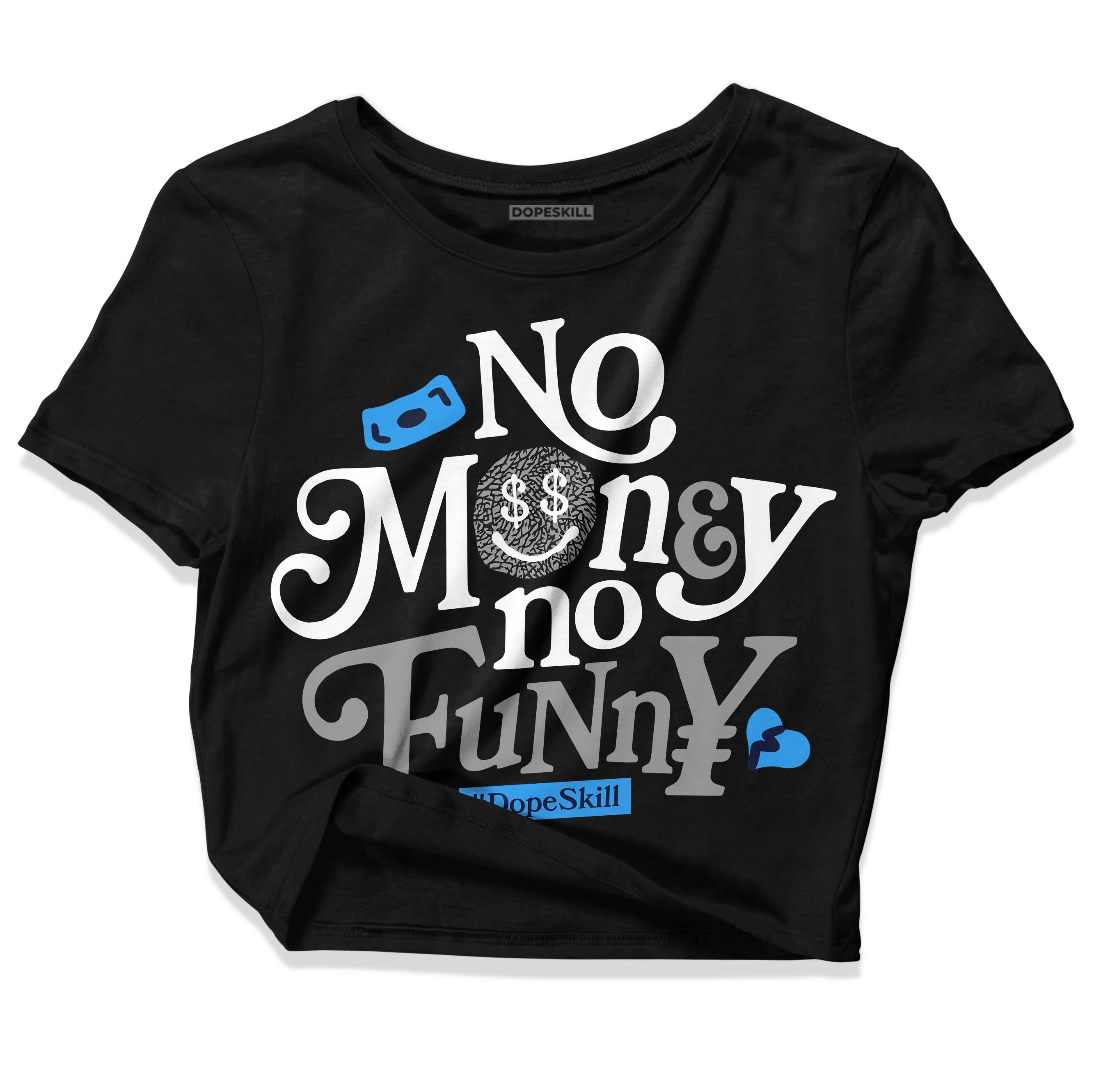 Midnight Navy 3s DopeSkill Women's Crop Top No Money No Funny Graphic sold by DopeSkill product image thumbnail 2