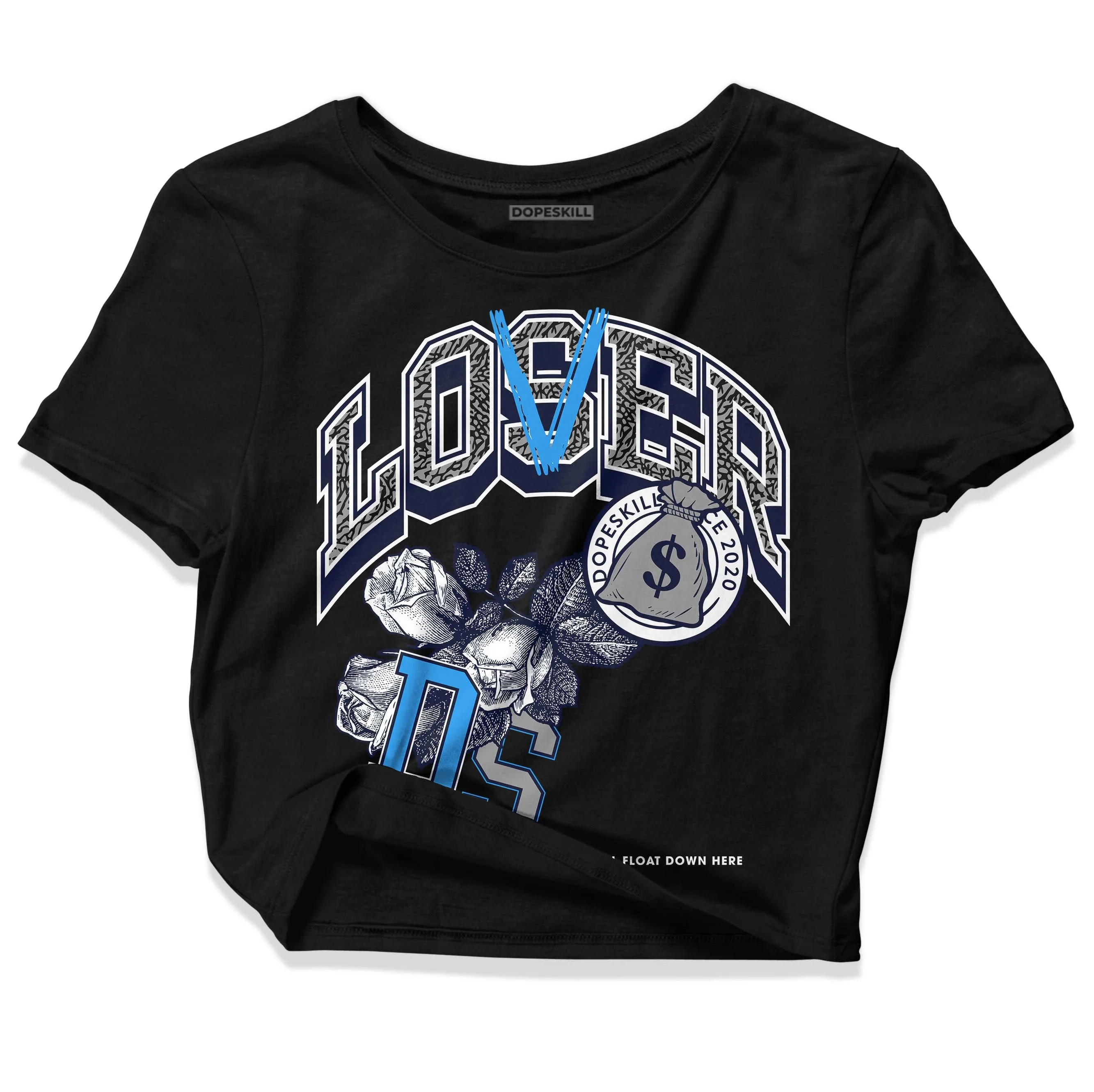 Midnight Navy 3s DopeSkill Women's Crop Top Loser Lover Graphic sold by DopeSkill product image thumbnail 2