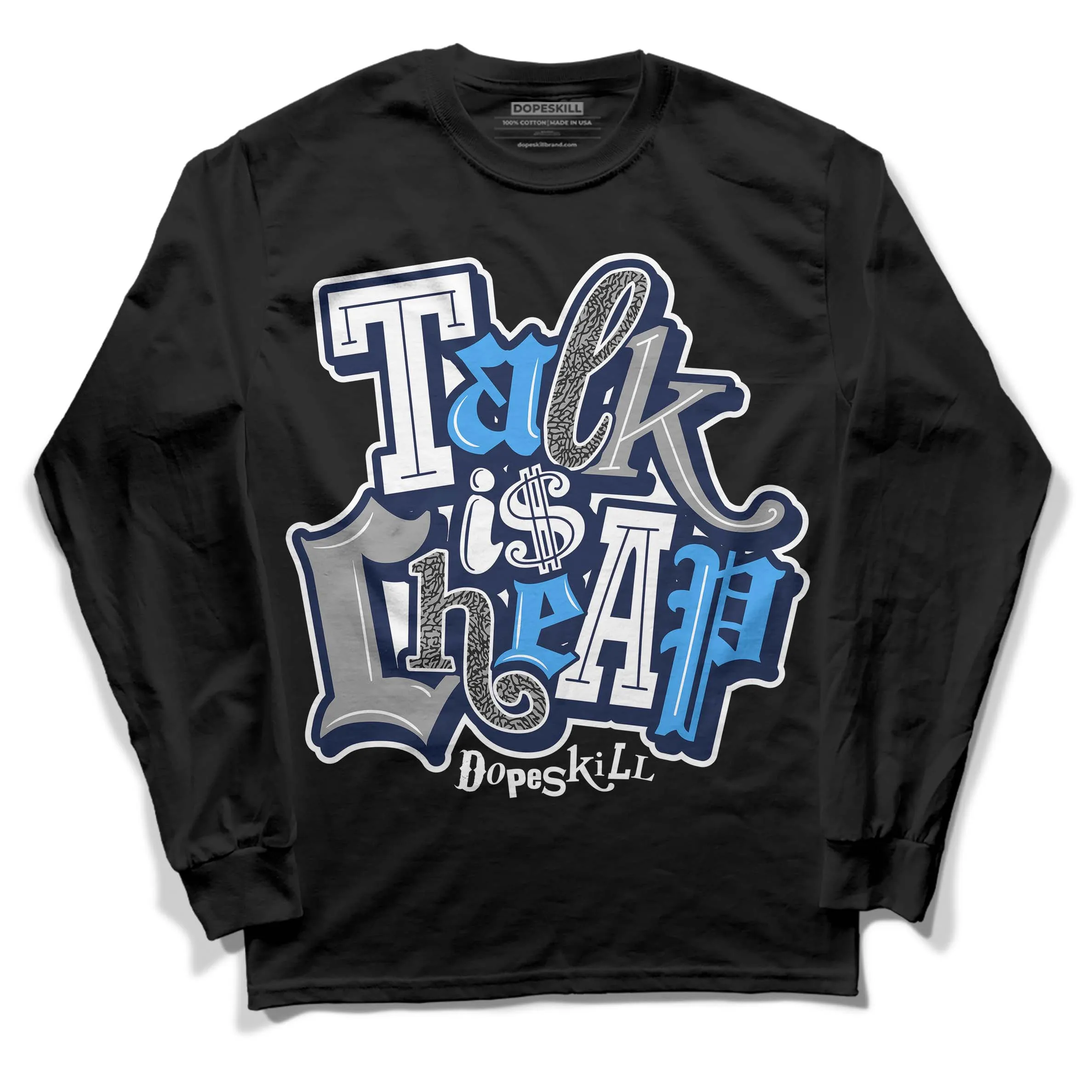 Midnight Navy 3s DopeSkill Long Sleeve T-Shirt Talk Is Chip Graphic sold by DopeSkill product image thumbnail 2