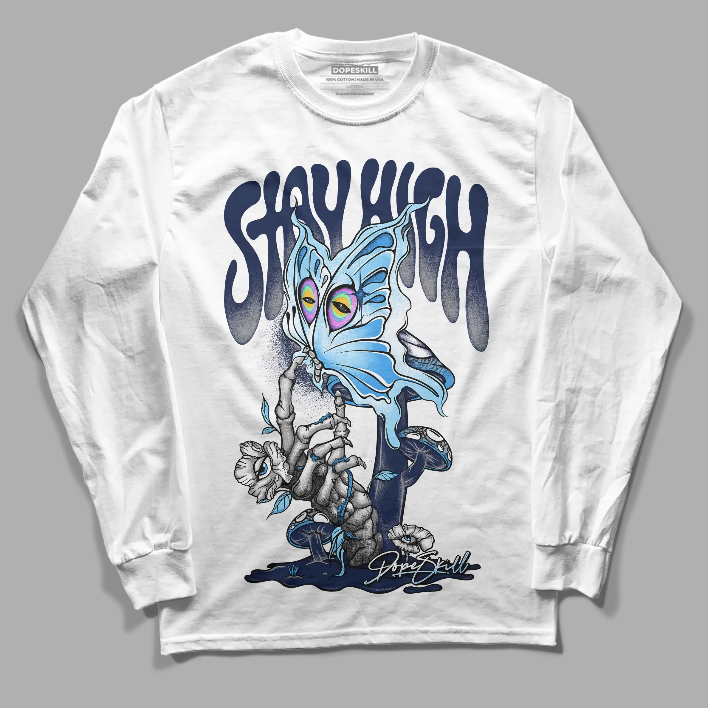 Midnight Navy 3s DopeSkill Long Sleeve T-Shirt Stay High Graphic sold by DopeSkill