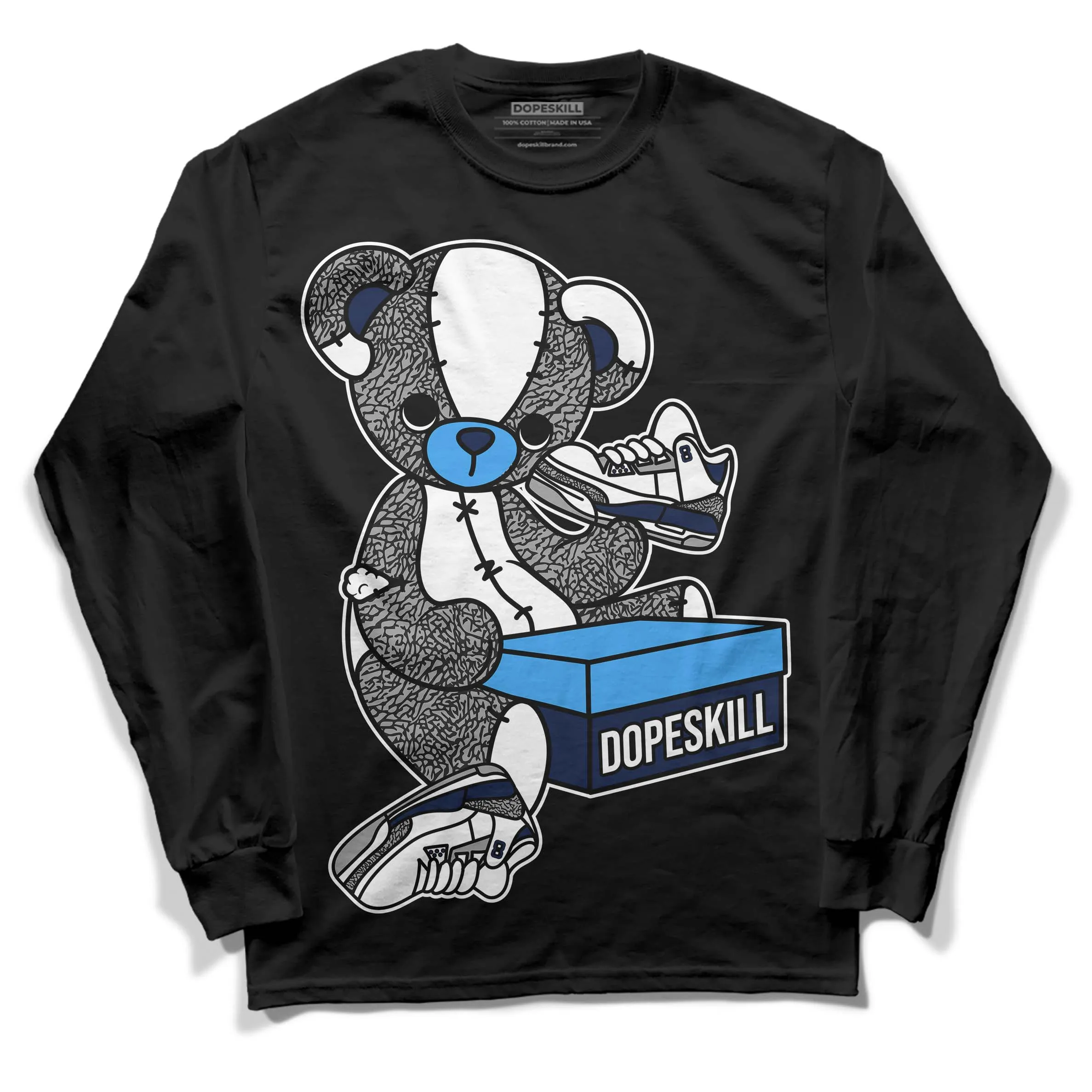 Midnight Navy 3s DopeSkill Long Sleeve T-Shirt Sneakerhead BEAR Graphic sold by DopeSkill product image thumbnail 2