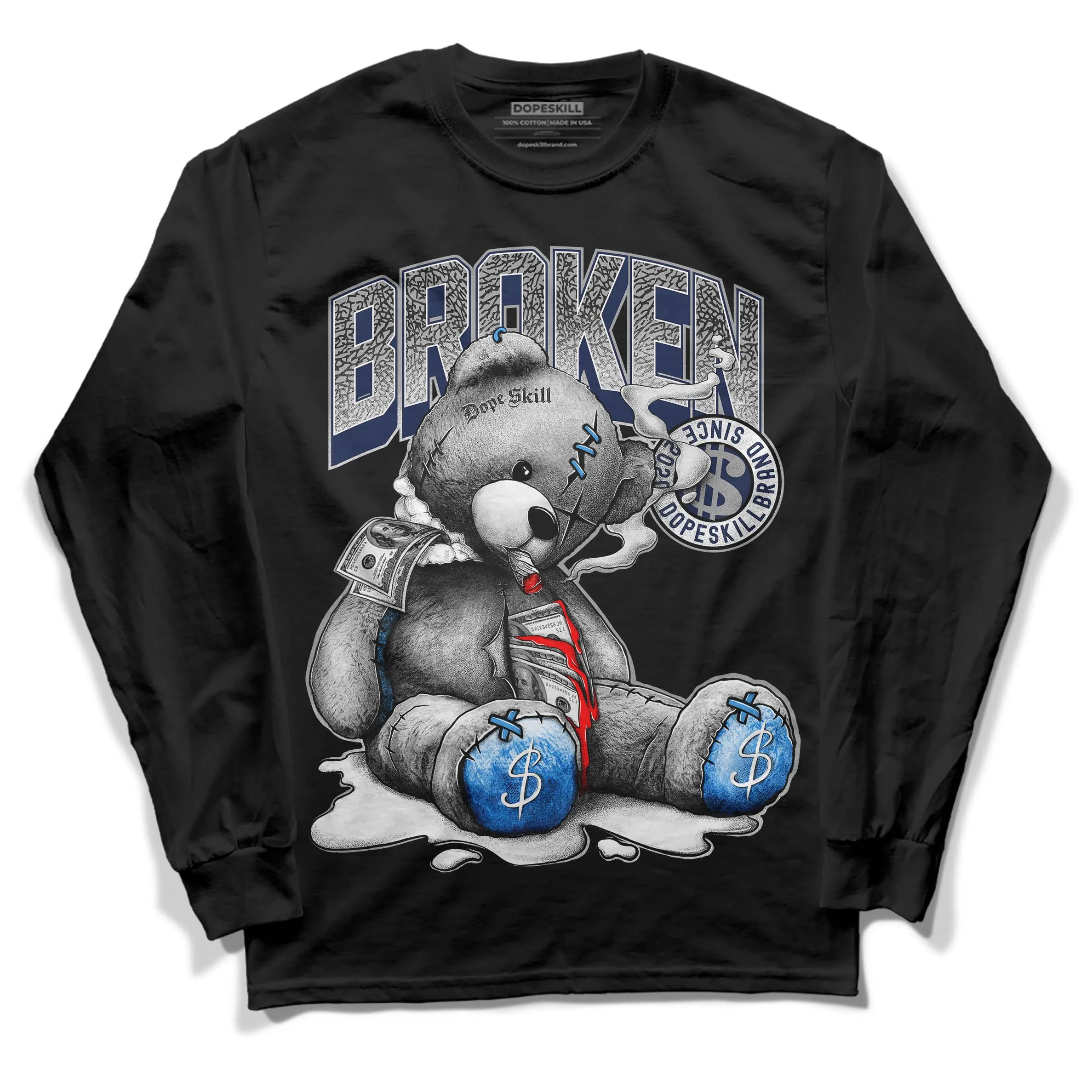 Midnight Navy 3s DopeSkill Long Sleeve T-Shirt Sick Bear Graphic sold by DopeSkill product image thumbnail 2