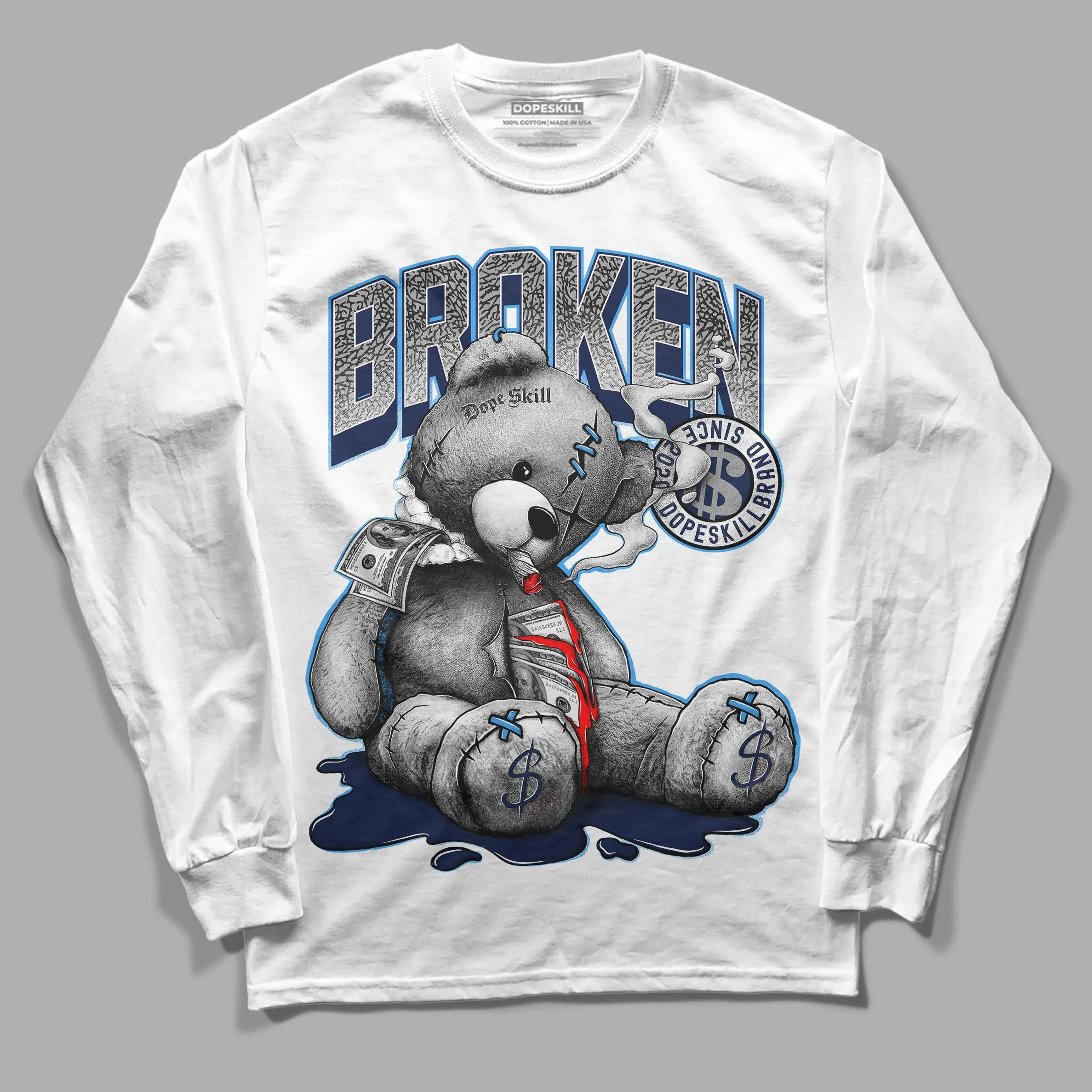 Midnight Navy 3s DopeSkill Long Sleeve T-Shirt Sick Bear Graphic sold by DopeSkill