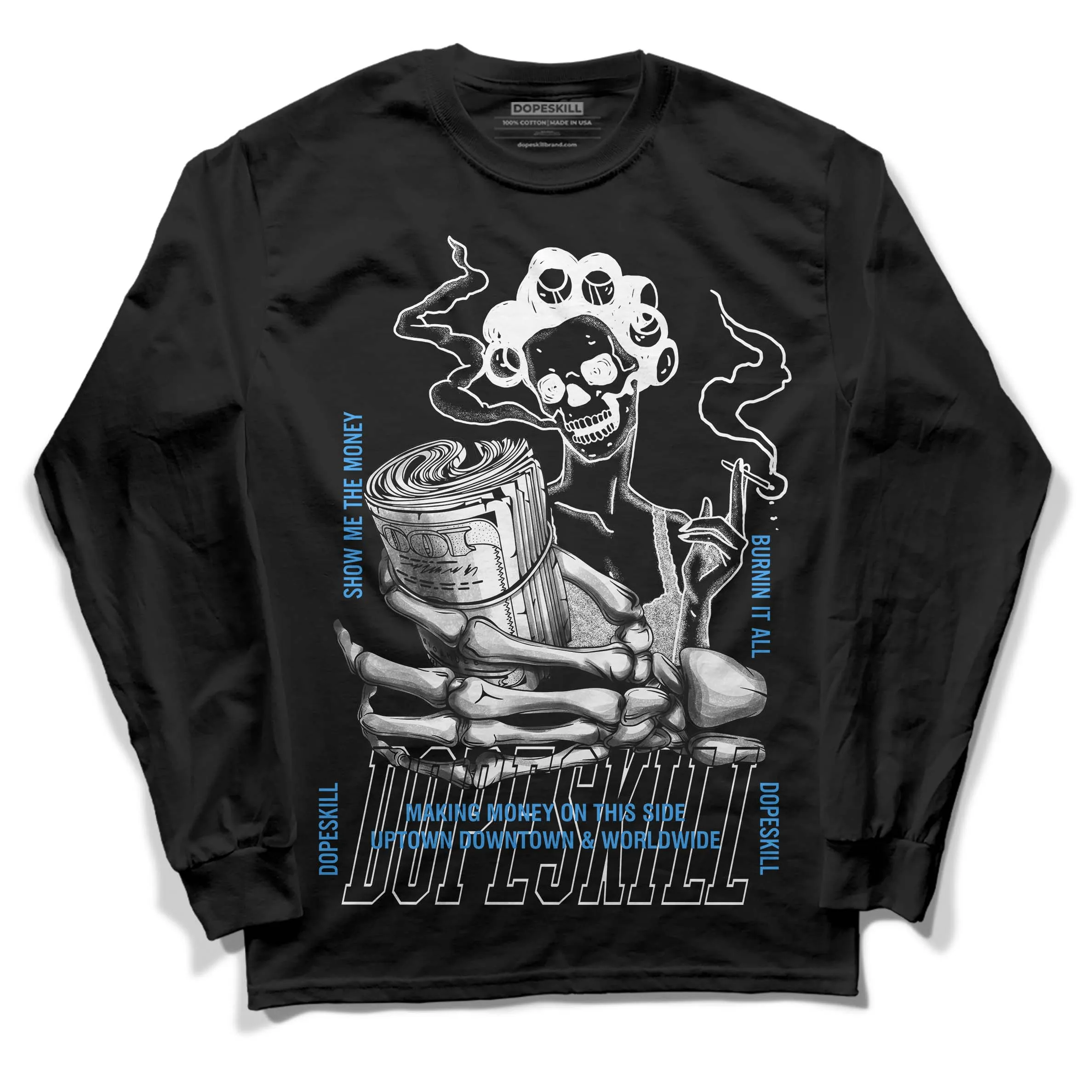 Midnight Navy 3s DopeSkill Long Sleeve T-Shirt Show Me The Money Graphic sold by DopeSkill product image thumbnail 2