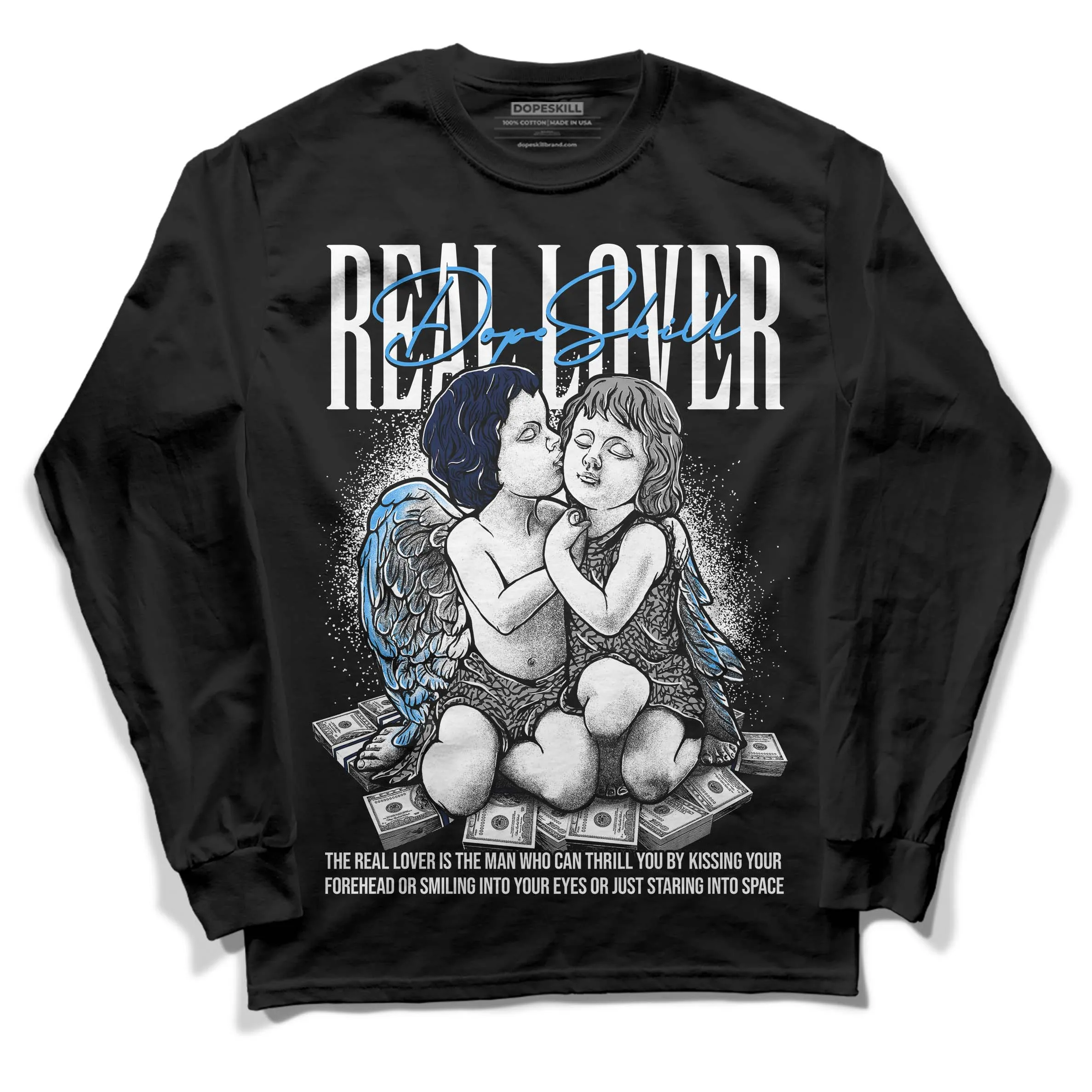 Midnight Navy 3s DopeSkill Long Sleeve T-Shirt Real Lover Graphic sold by DopeSkill product image thumbnail 2