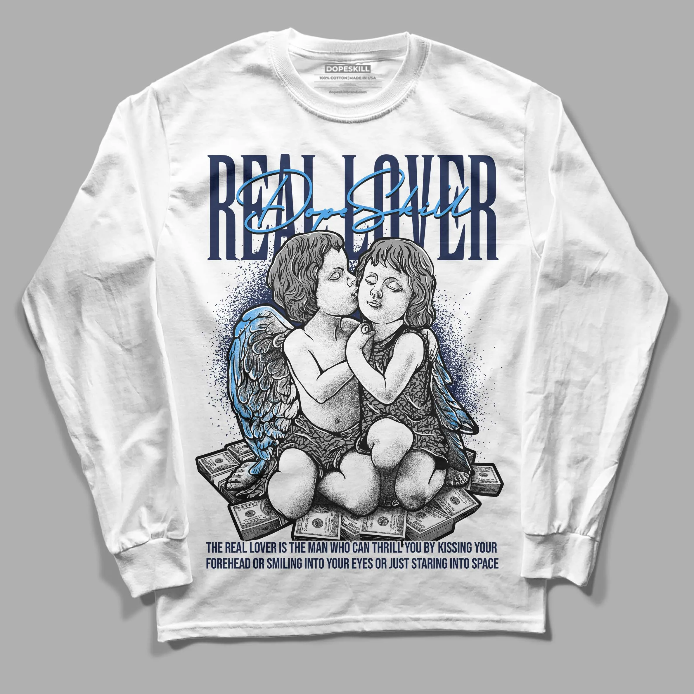 Midnight Navy 3s DopeSkill Long Sleeve T-Shirt Real Lover Graphic sold by DopeSkill
