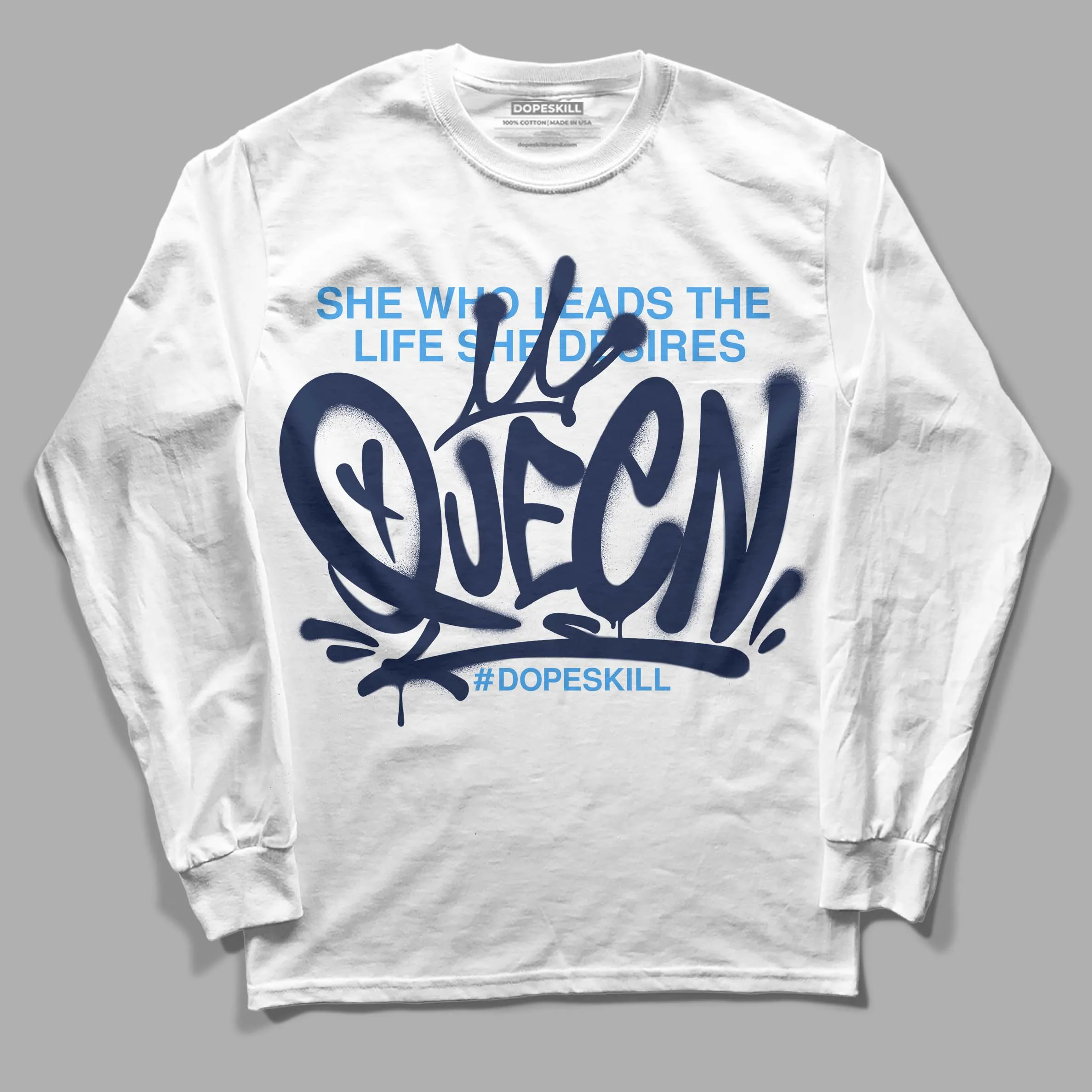 Midnight Navy 3s DopeSkill Long Sleeve T-Shirt Queen Graphic sold by DopeSkill