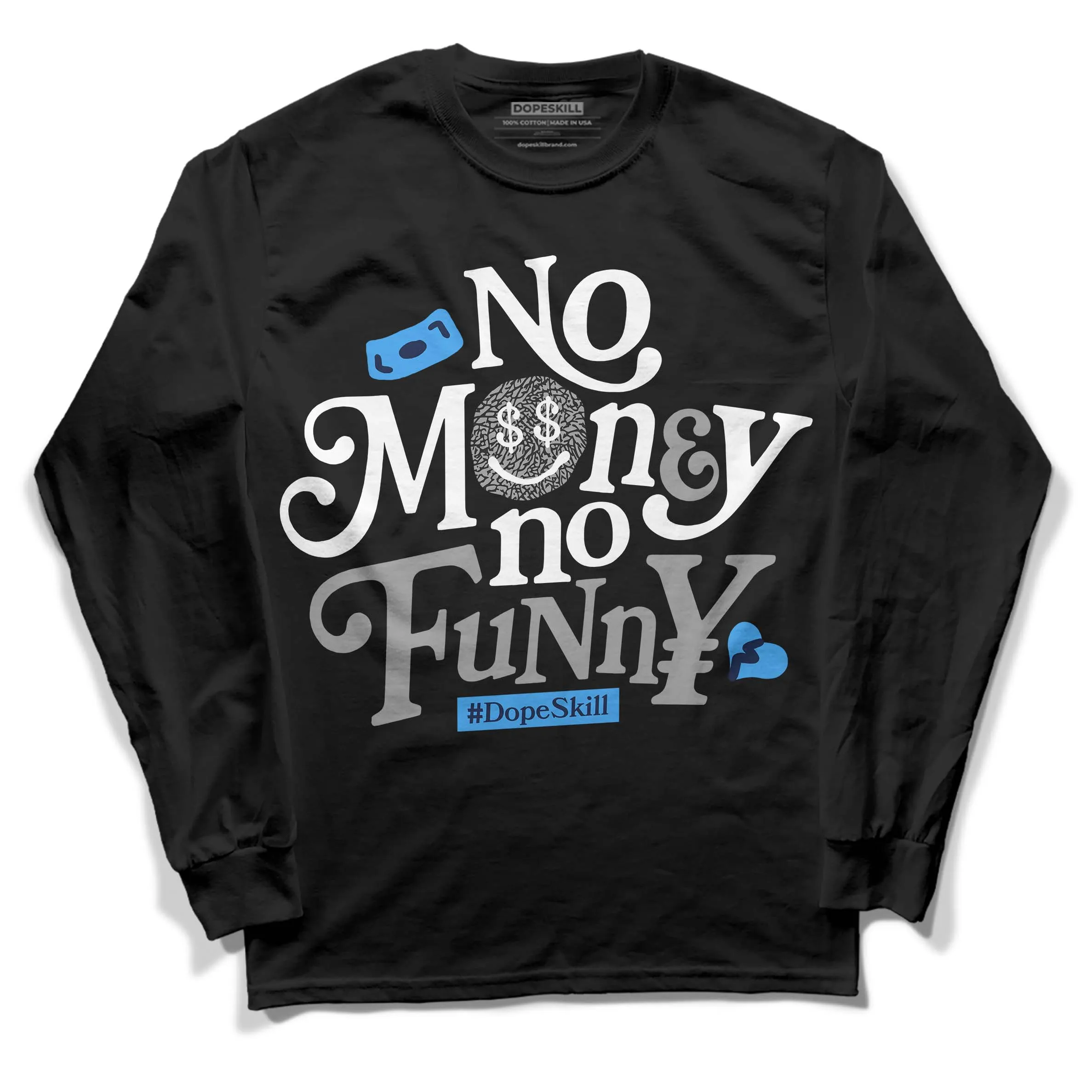 Midnight Navy 3s DopeSkill Long Sleeve T-Shirt No Money No Funny Graphic sold by DopeSkill product image thumbnail 2