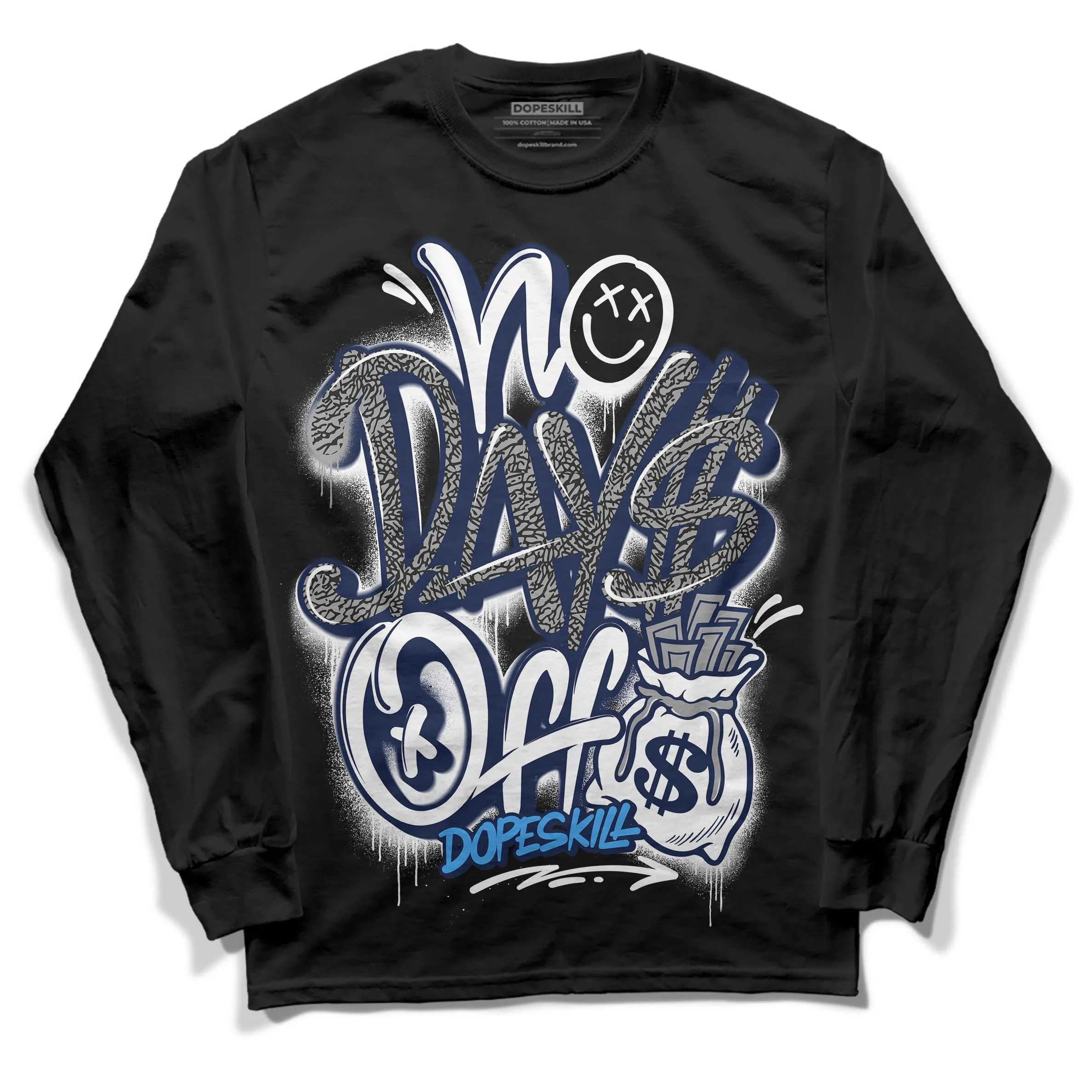 Midnight Navy 3s DopeSkill Long Sleeve T-Shirt No Days Off Graphic sold by DopeSkill product image thumbnail 2