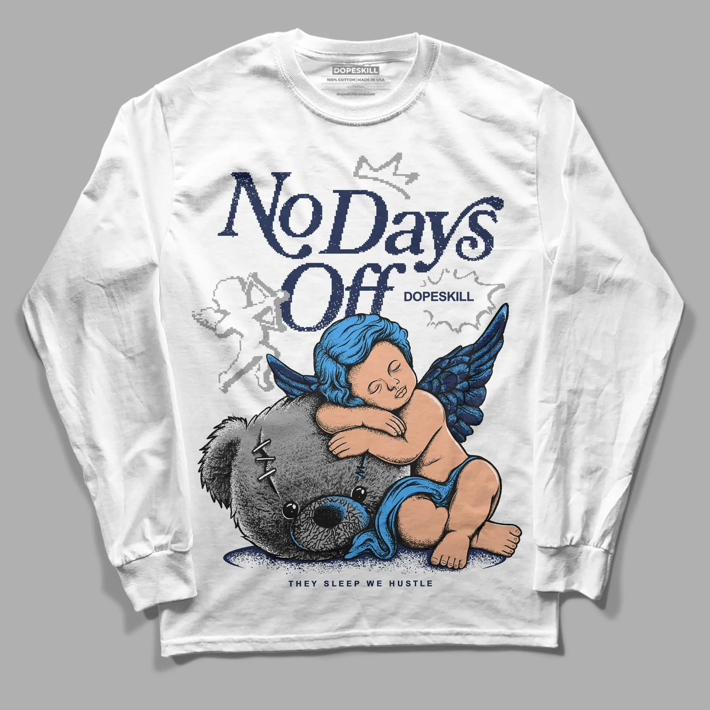 Midnight Navy 3s DopeSkill Long Sleeve T-Shirt New No Days Off Graphic sold by DopeSkill