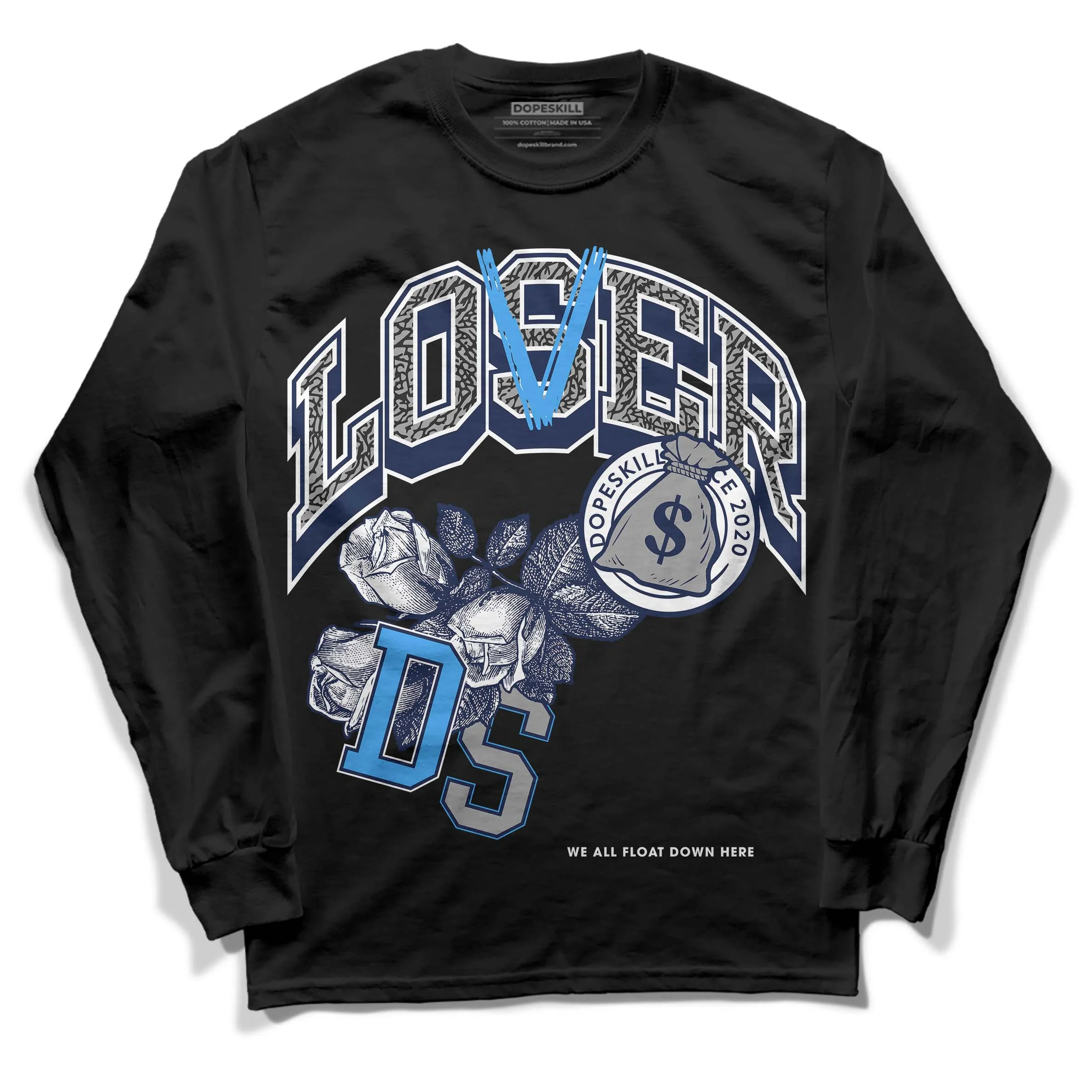 Midnight Navy 3s DopeSkill Long Sleeve T-Shirt Loser Lover Graphic sold by DopeSkill product image thumbnail 2