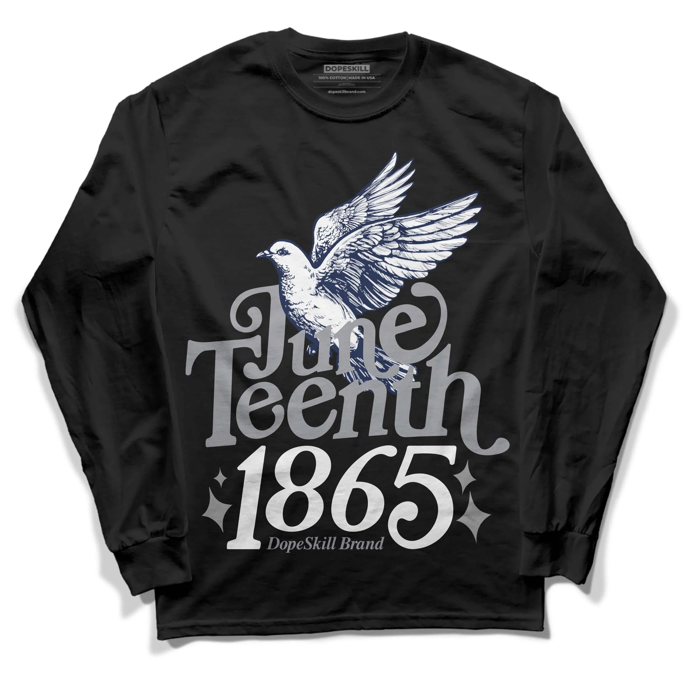 Midnight Navy 3s DopeSkill Long Sleeve T-Shirt Juneteenth 1865 Graphic sold by DopeSkill product image thumbnail 2