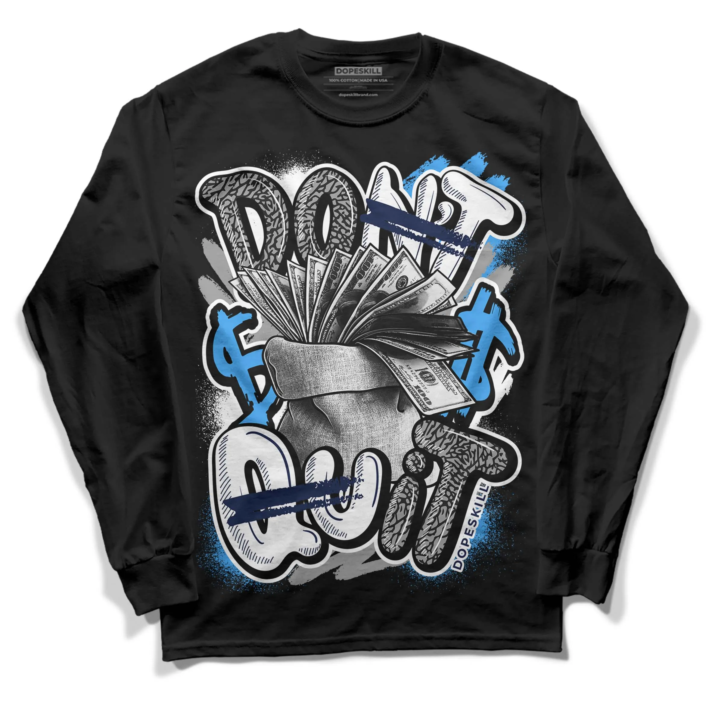 Midnight Navy 3s DopeSkill Long Sleeve T-Shirt Don't Quit Graphic sold by DopeSkill product image thumbnail 2