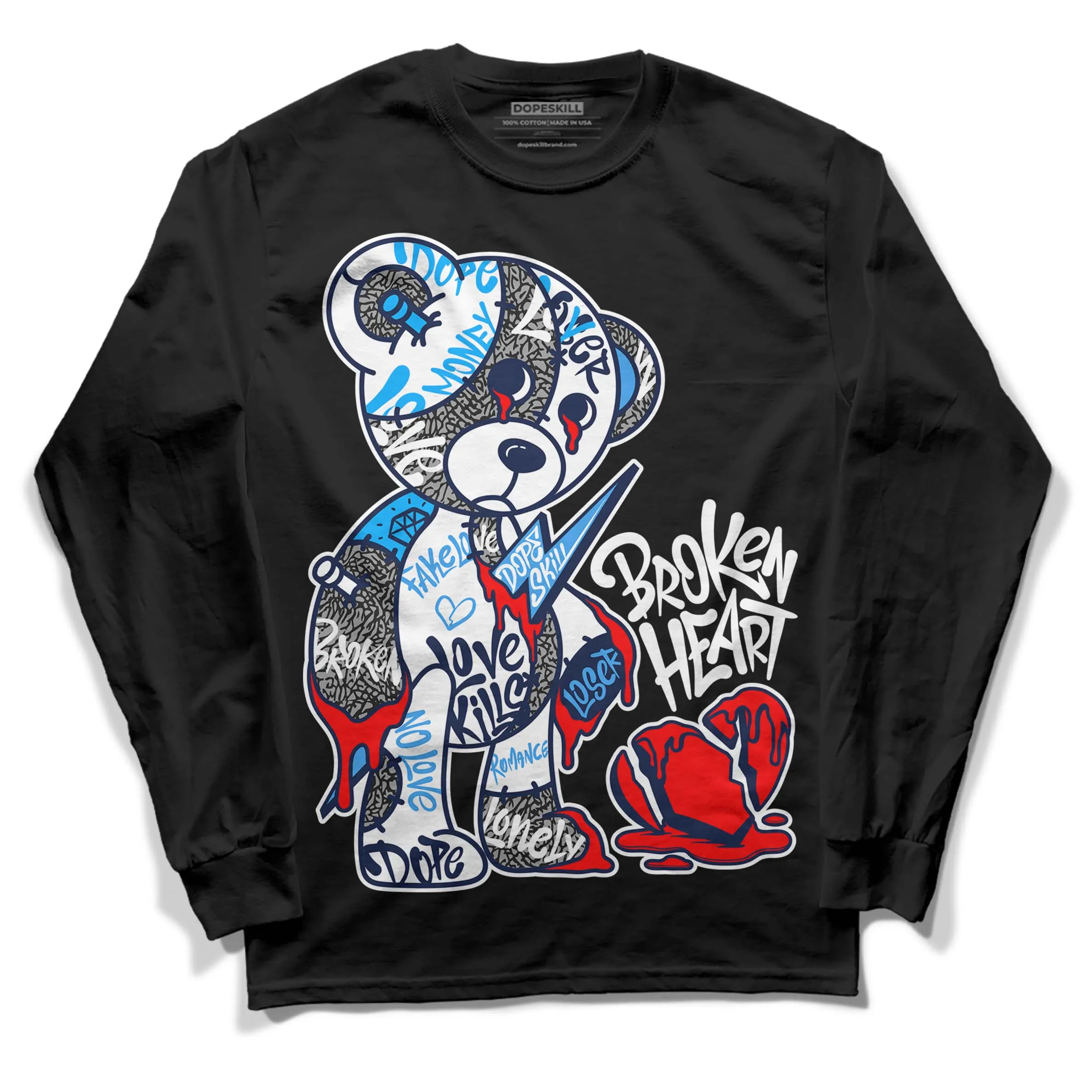 Midnight Navy 3s DopeSkill Long Sleeve T-Shirt Broken Heart Graphic sold by DopeSkill product image thumbnail 2