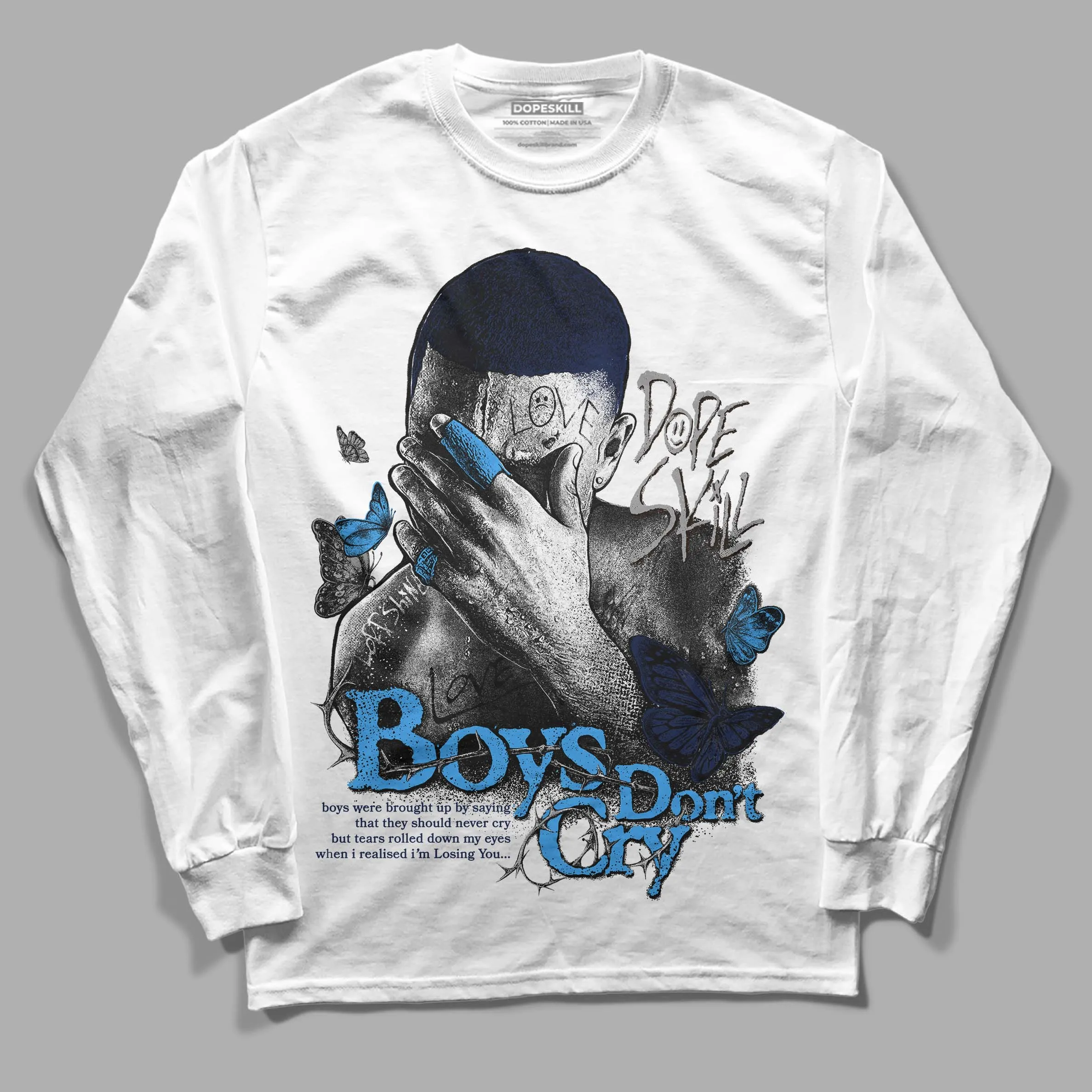 Midnight Navy 3s DopeSkill Long Sleeve T-Shirt Boys Don't Cry Graphic sold by DopeSkill