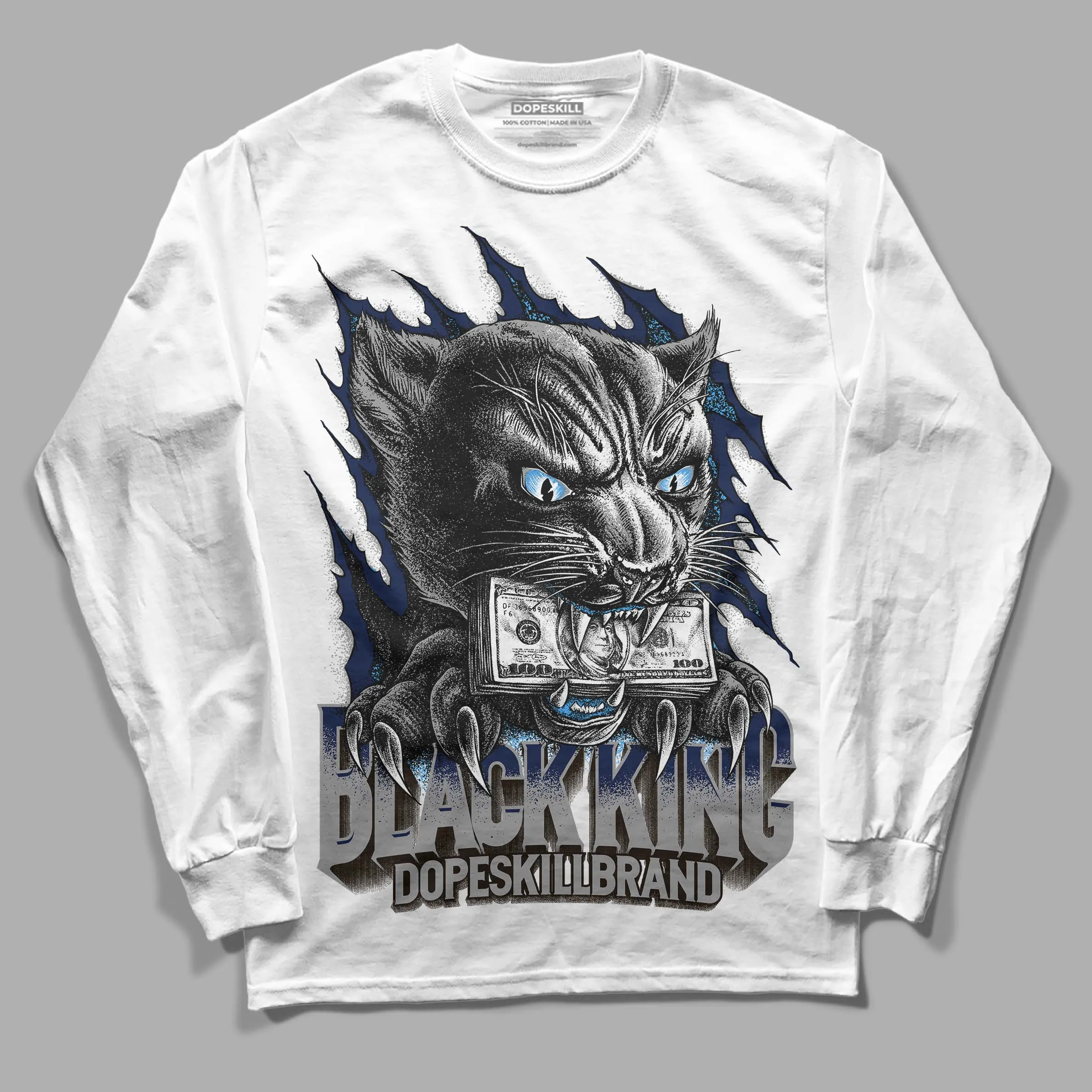 Midnight Navy 3s DopeSkill Long Sleeve T-Shirt Black King Graphic sold by DopeSkill