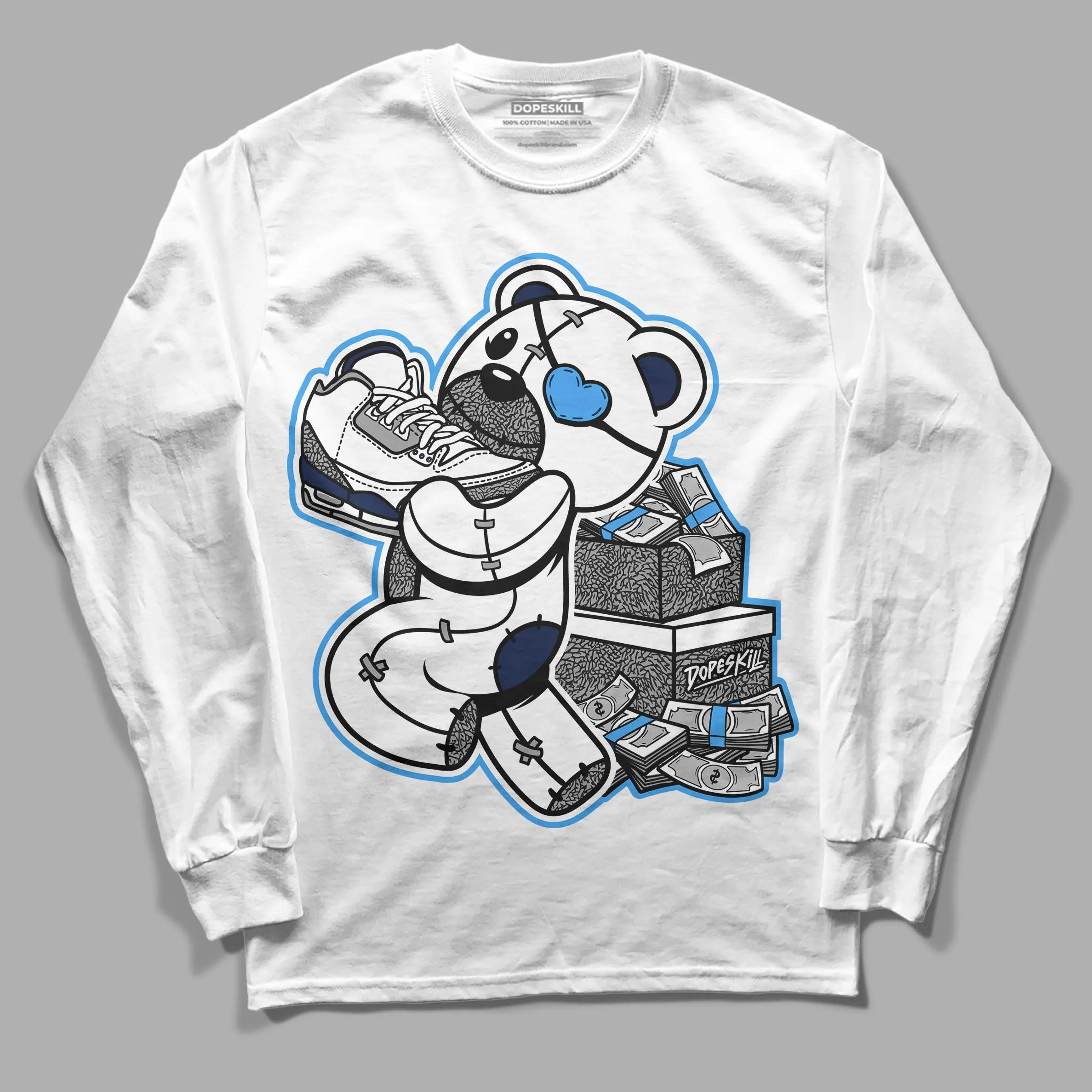 Midnight Navy 3s DopeSkill Long Sleeve T-Shirt Bear Steals Sneaker Graphic sold by DopeSkill