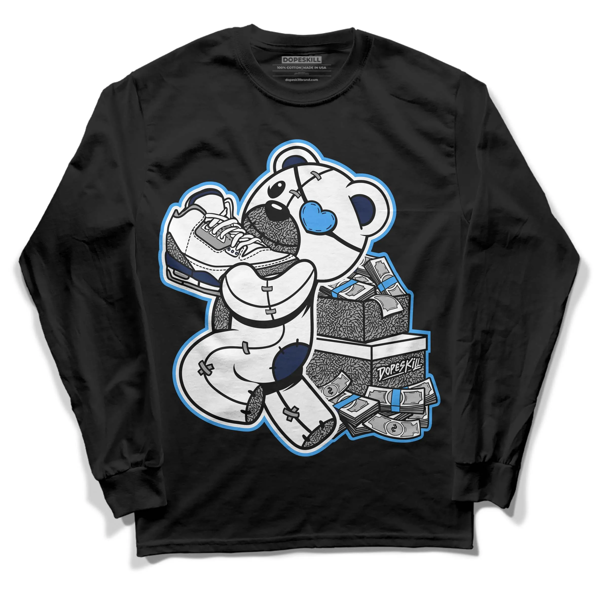 Midnight Navy 3s DopeSkill Long Sleeve T-Shirt Bear Steals Sneaker Graphic sold by DopeSkill product image thumbnail 2