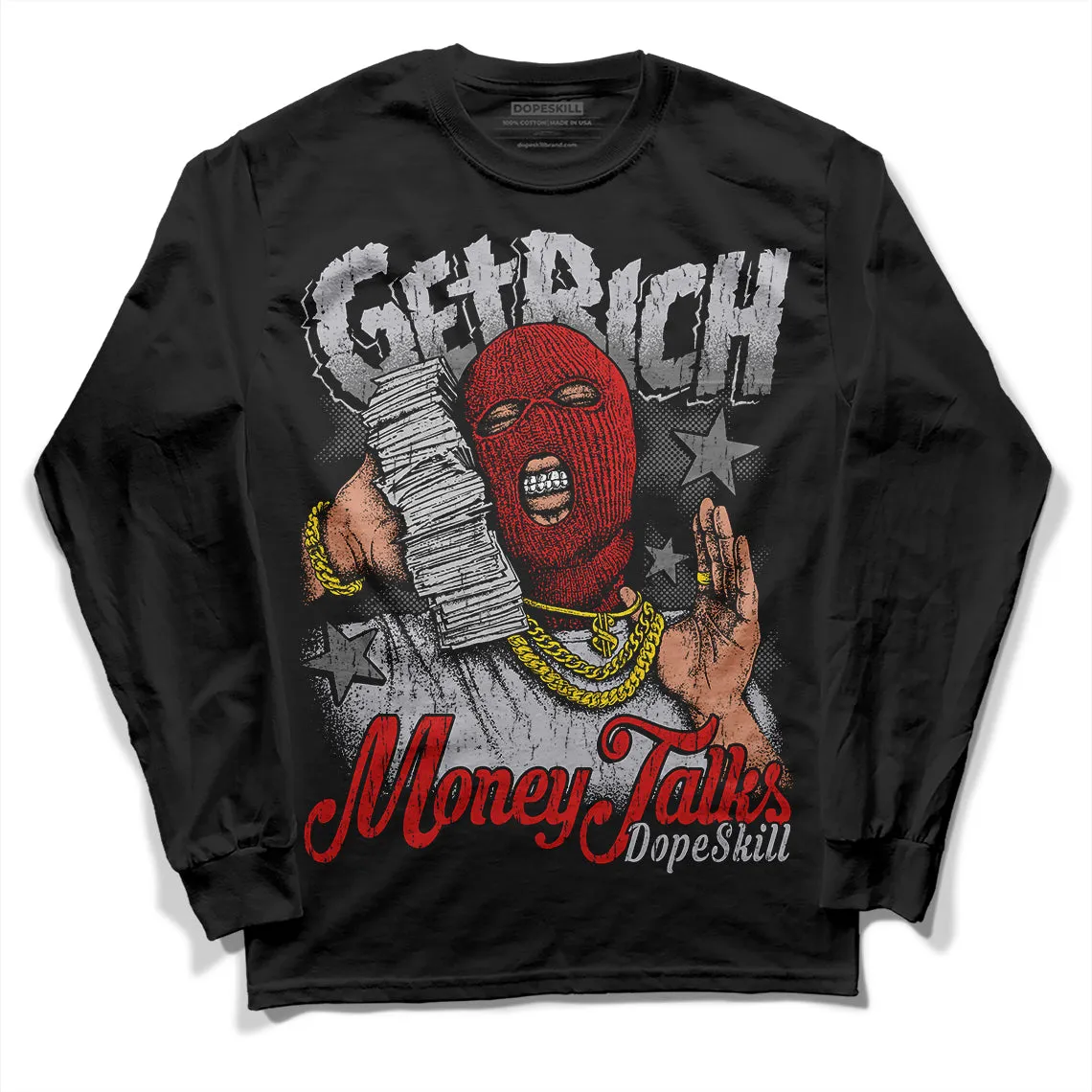 Wolf Grey 13s DopeSkill Long Sleeve T-Shirt Get Rich Graphic sold by DopeSkill product image thumbnail 2