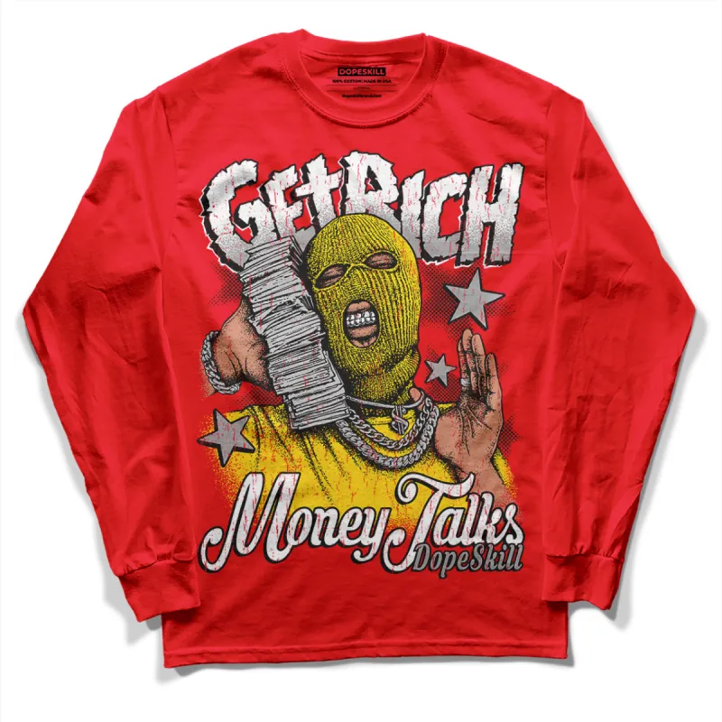 Red Thunder 4s DopeSkill Red Long Sleeve T-Shirt Get Rich Graphic sold by DopeSkill