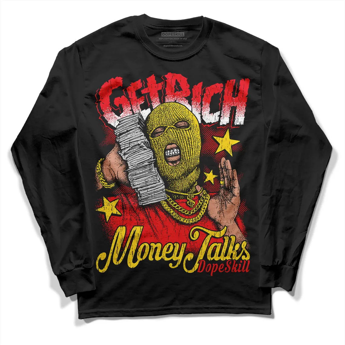 Red Thunder 4s DopeSkill Long Sleeve T-Shirt Get Rich Graphic sold by DopeSkill