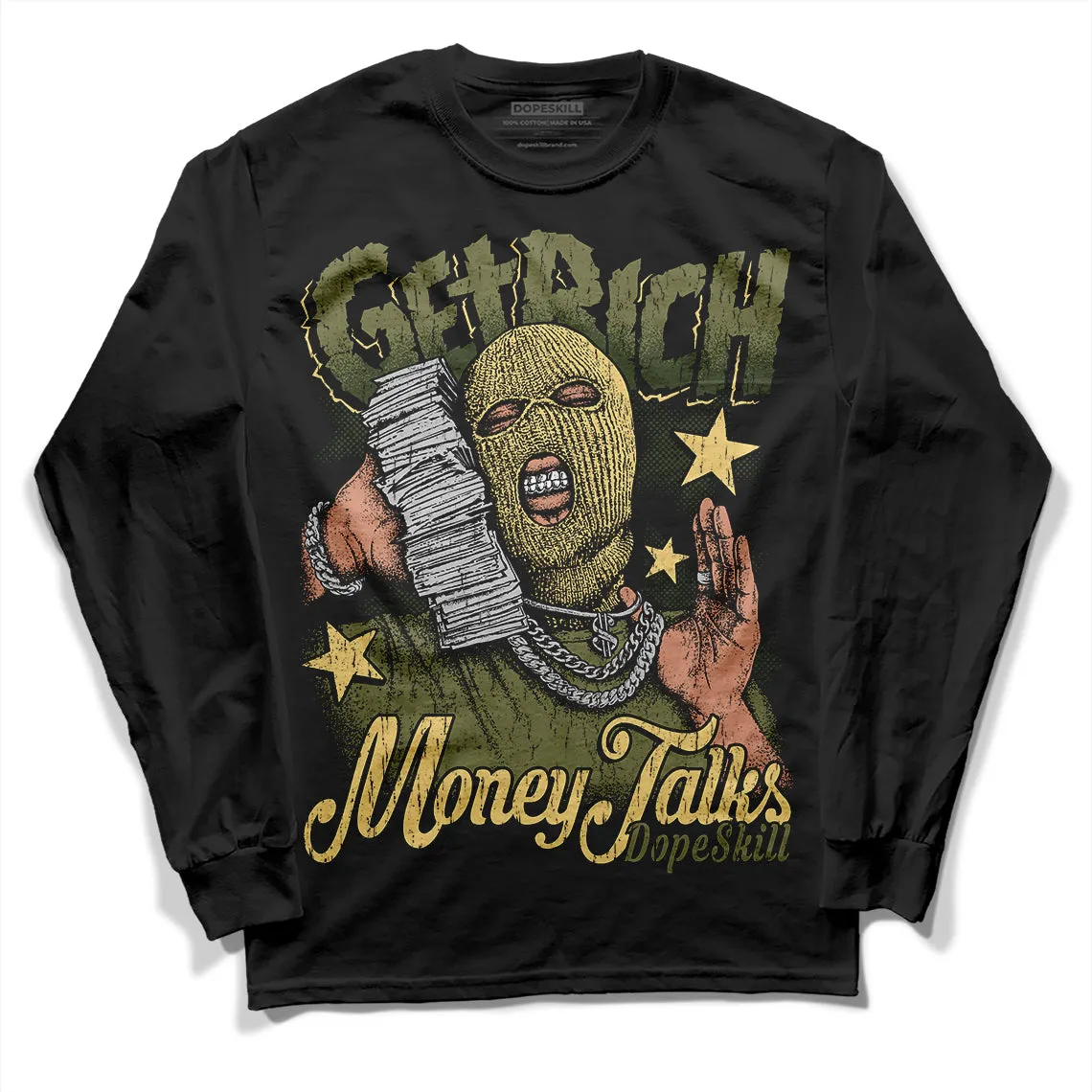 Craft Olive 4s DopeSkill Long Sleeve T-Shirt Get Rich Graphic sold by DopeSkill