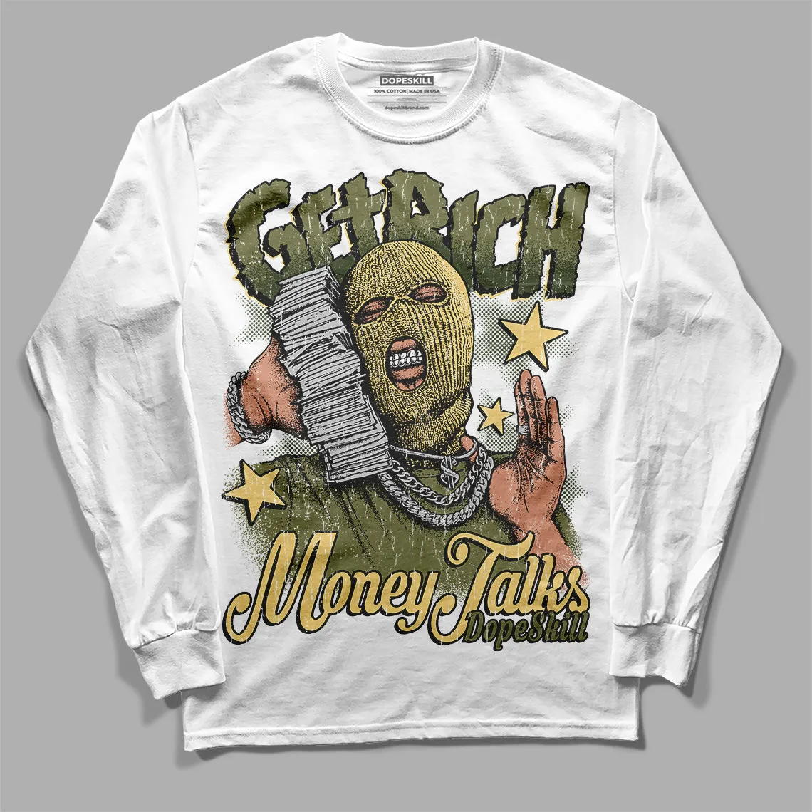 Craft Olive 4s DopeSkill Long Sleeve T-Shirt Get Rich Graphic sold by DopeSkill product image thumbnail 2