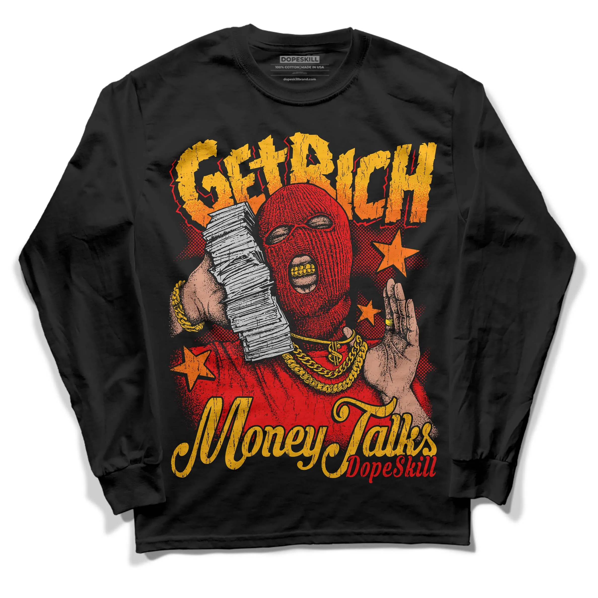 Red Collection DopeSkill Long Sleeve T-Shirt Get Rich Graphic sold by DopeSkill