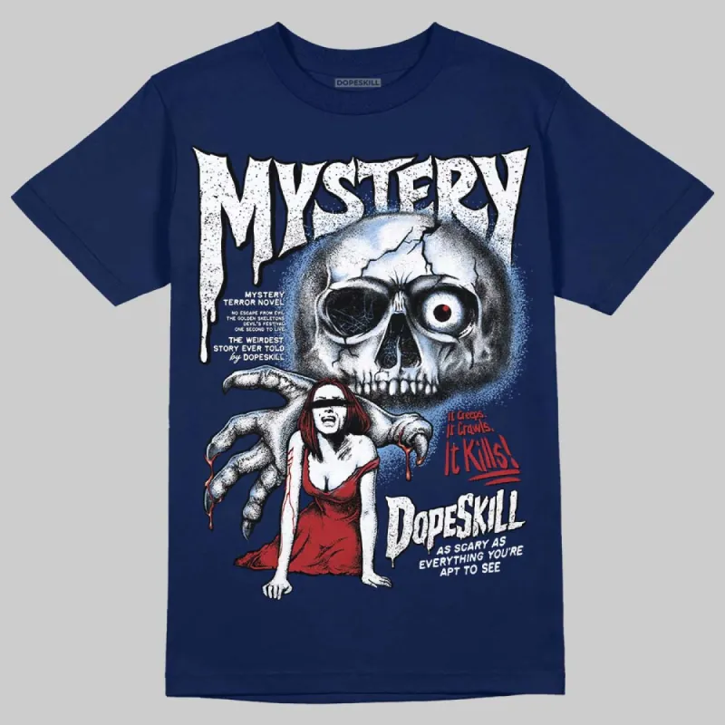 Midnight Navy 1s DopeSkill Navy T-shirt Mystery Ghostly Grasp Graphic sold by DopeSkill