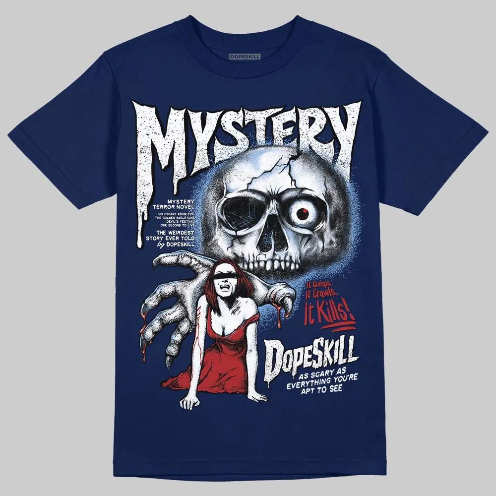 Midnight Navy 1s DopeSkill Navy T-shirt Mystery Ghostly Grasp Graphic sold by DopeSkill