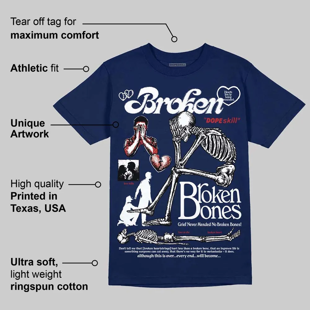 Midnight Navy 1s DopeSkill Navy T-shirt Broken Bones Graphic sold by DopeSkill product image thumbnail 2