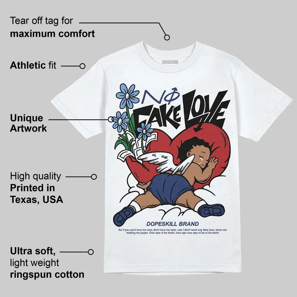 Midnight Navy 1s DopeSkill T-Shirt No Fake Love Graphic sold by DopeSkill product image thumbnail 3