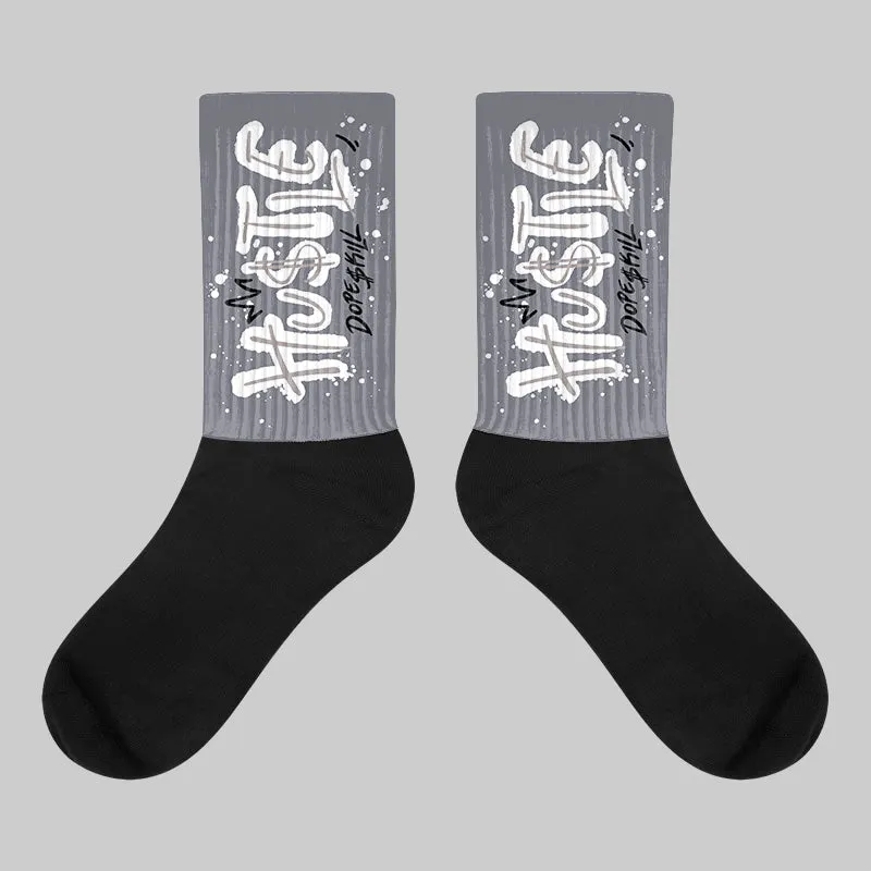 Leather Curb Sneakers White Anthracite DopeSkill Sublimated Socks Hustle Graphic sold by DopeSkill