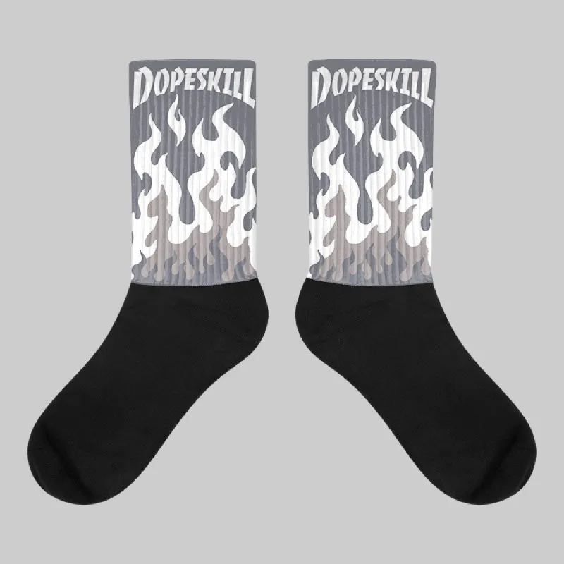 Leather Curb Sneakers White Anthracite DopeSkill Sublimated Socks FIRE Graphic sold by DopeSkill