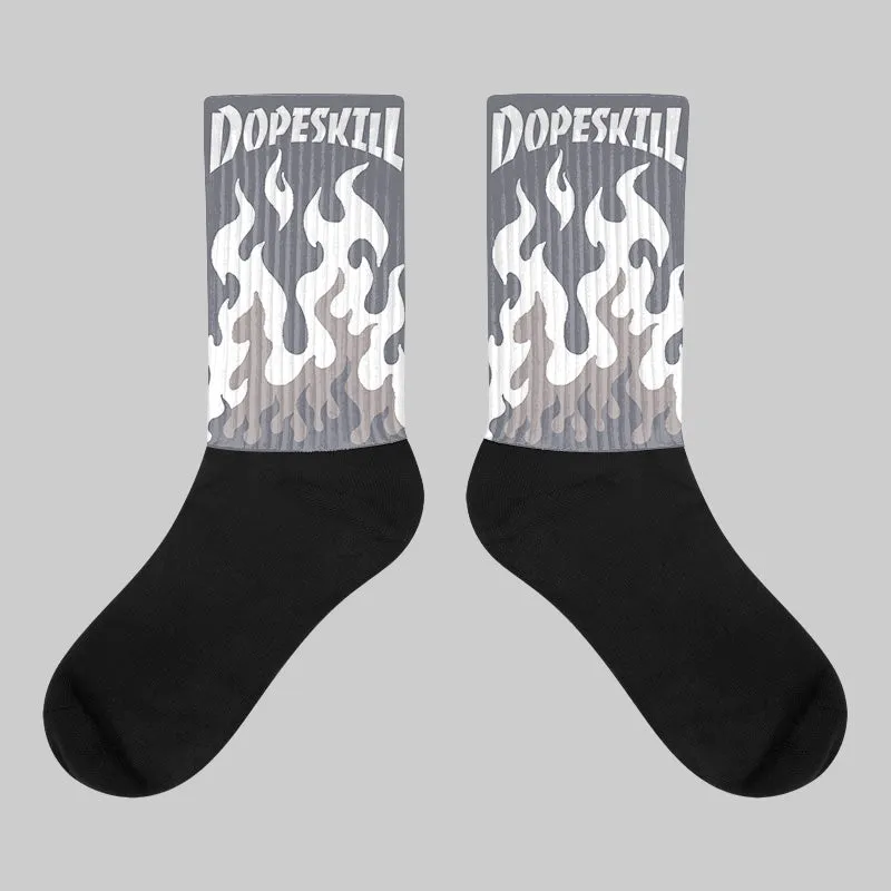 Leather Curb Sneakers White Anthracite DopeSkill Sublimated Socks FIRE Graphic sold by DopeSkill