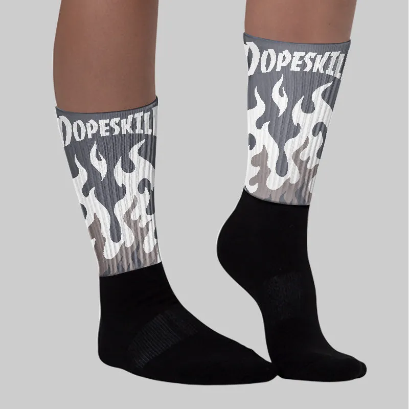 Leather Curb Sneakers White Anthracite DopeSkill Sublimated Socks FIRE Graphic sold by DopeSkill product image thumbnail 2