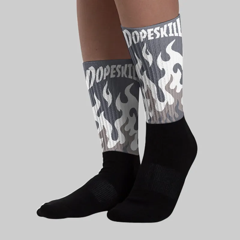 Leather Curb Sneakers White Anthracite DopeSkill Sublimated Socks FIRE Graphic sold by DopeSkill product image thumbnail 3