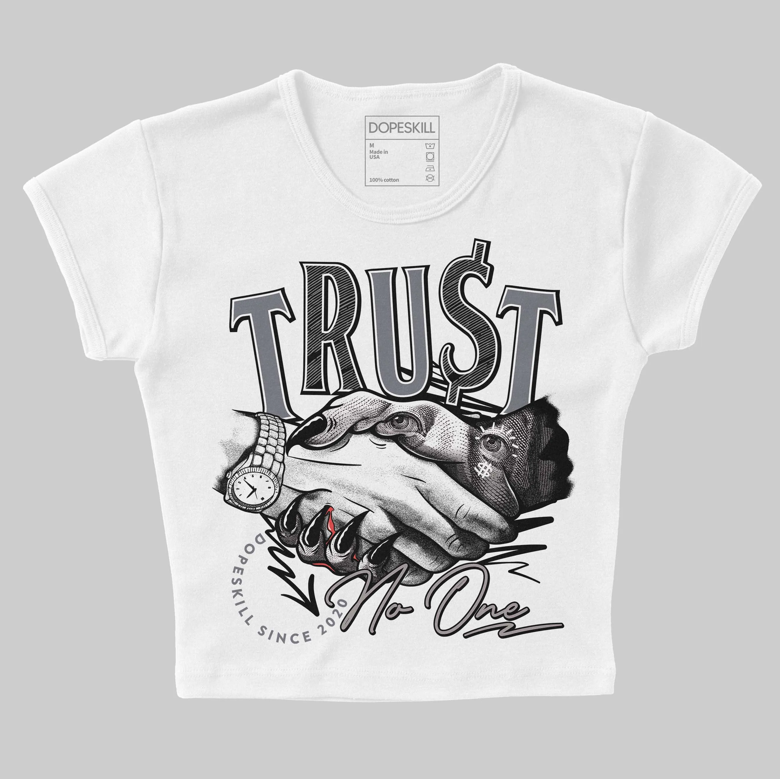 Leather Curb Sneakers White Anthracite DopeSkill Women's Crop Top Trust No One Graphic sold by DopeSkill product image thumbnail 2