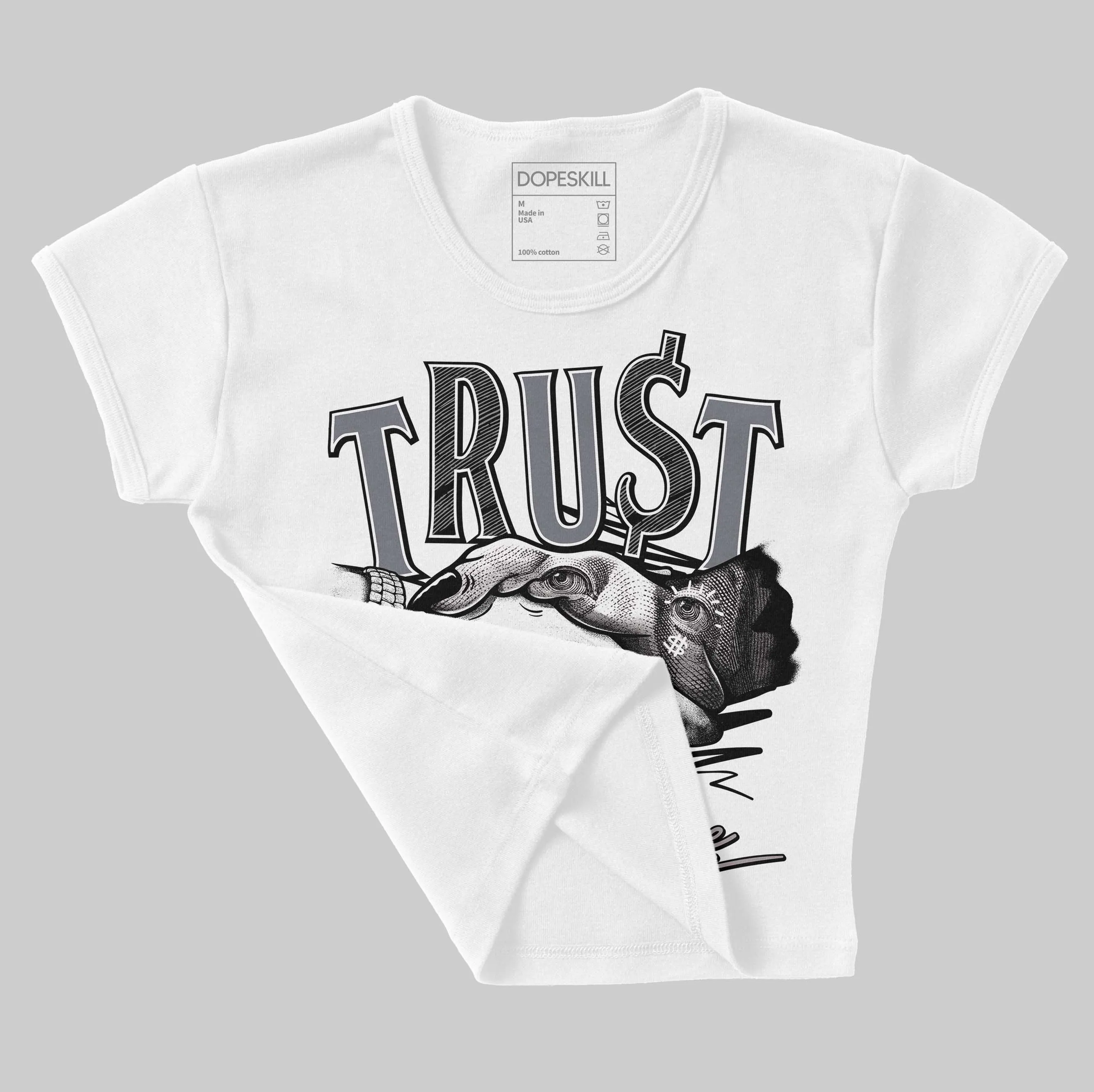Leather Curb Sneakers White Anthracite DopeSkill Women's Crop Top Trust No One Graphic sold by DopeSkill product image thumbnail 4