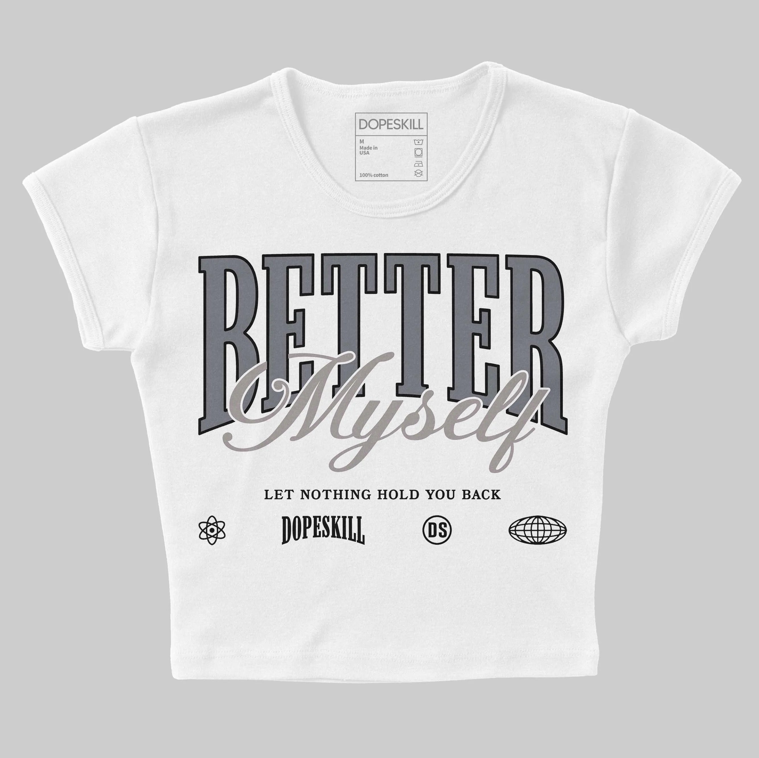 Leather Curb Sneakers White Anthracite DopeSkill Women's Crop Top Better Myself Graphic sold by DopeSkill product image thumbnail 2