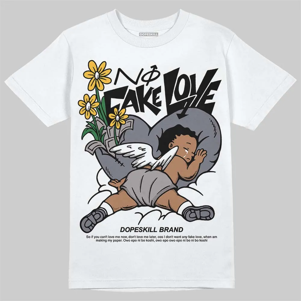 Leather Curb Sneakers White Anthracite DopeSkill T-Shirt No Fake Love Graphic sold by DopeSkill product image thumbnail 2