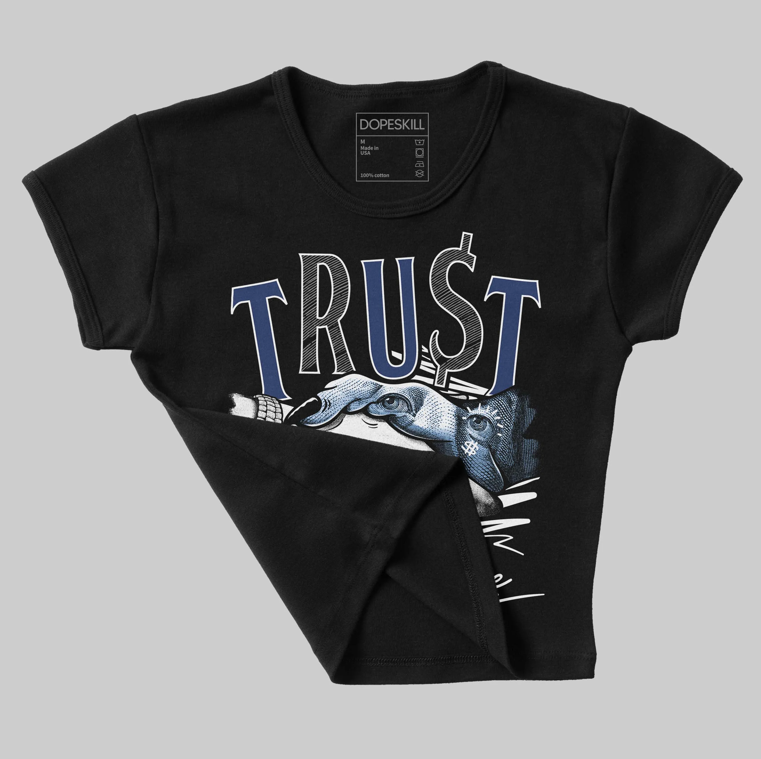 Midnight Navy 1s DopeSkill Women's Crop Top Trust No One Graphic sold by DopeSkill product image thumbnail 4