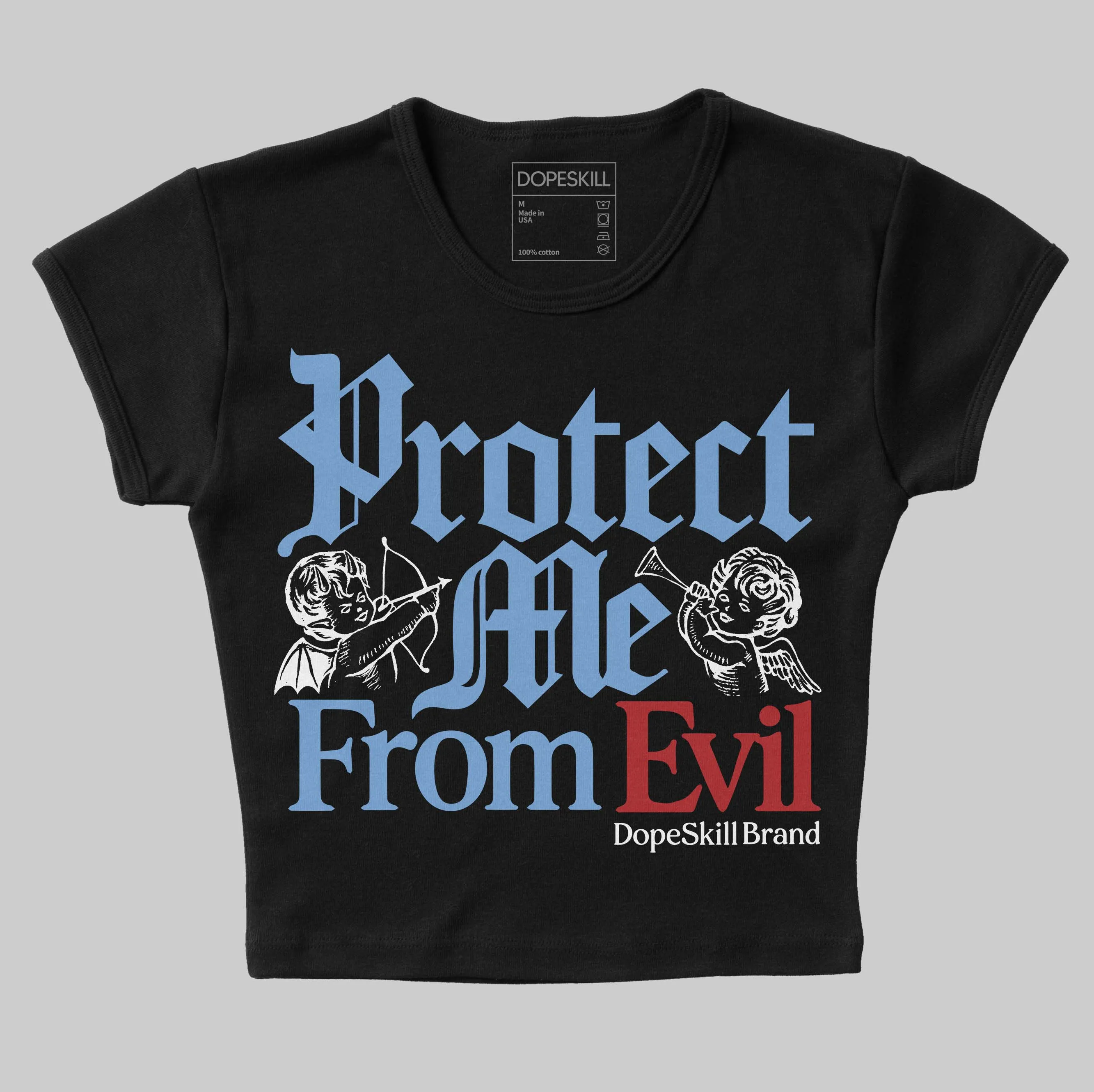 Midnight Navy 1s DopeSkill Women's Crop Top Protect Me From Evil Graphic sold by DopeSkill product image thumbnail 2