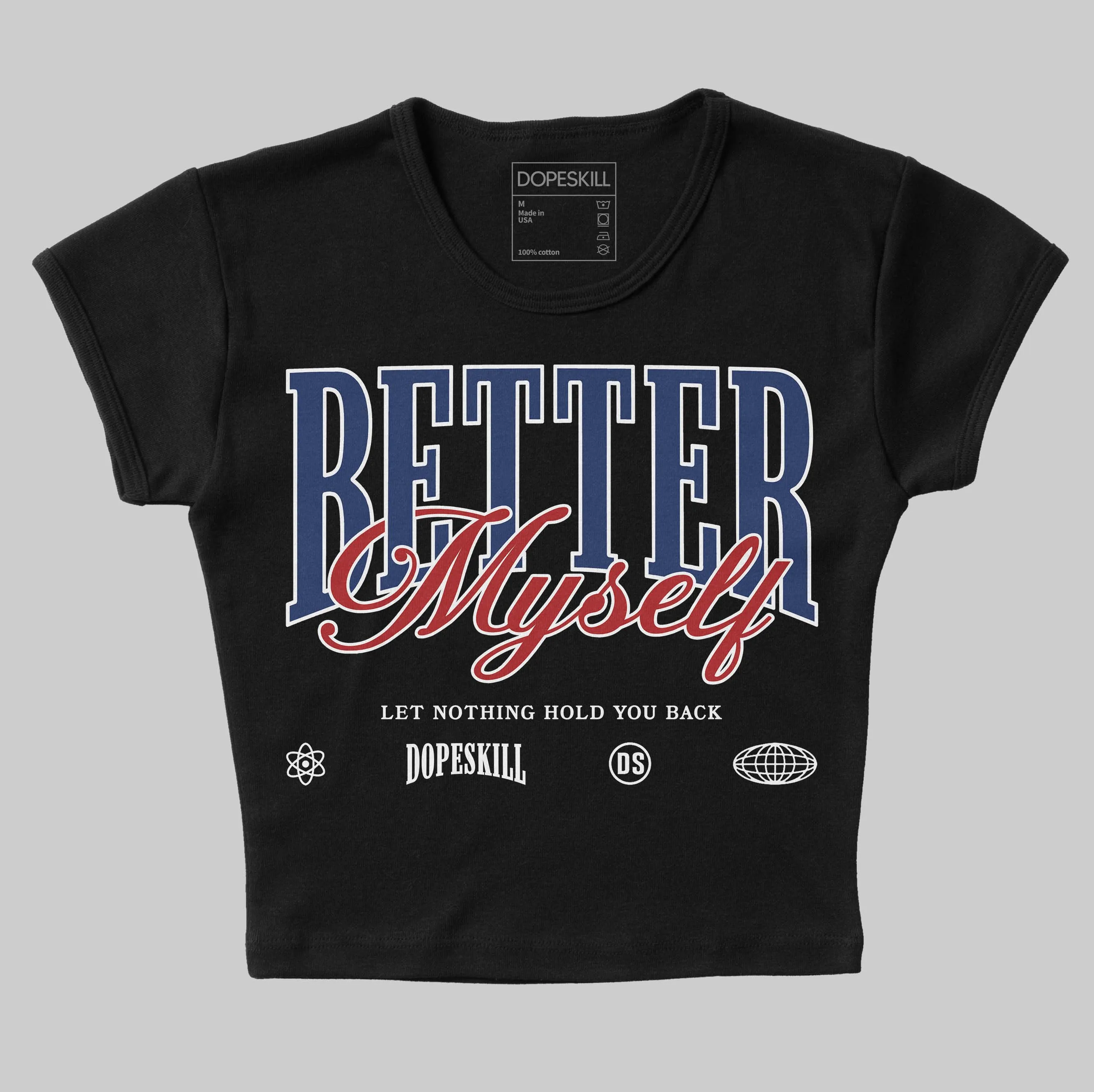 Midnight Navy 1s DopeSkill Women's Crop Top Better Myself Graphic sold by DopeSkill product image thumbnail 2