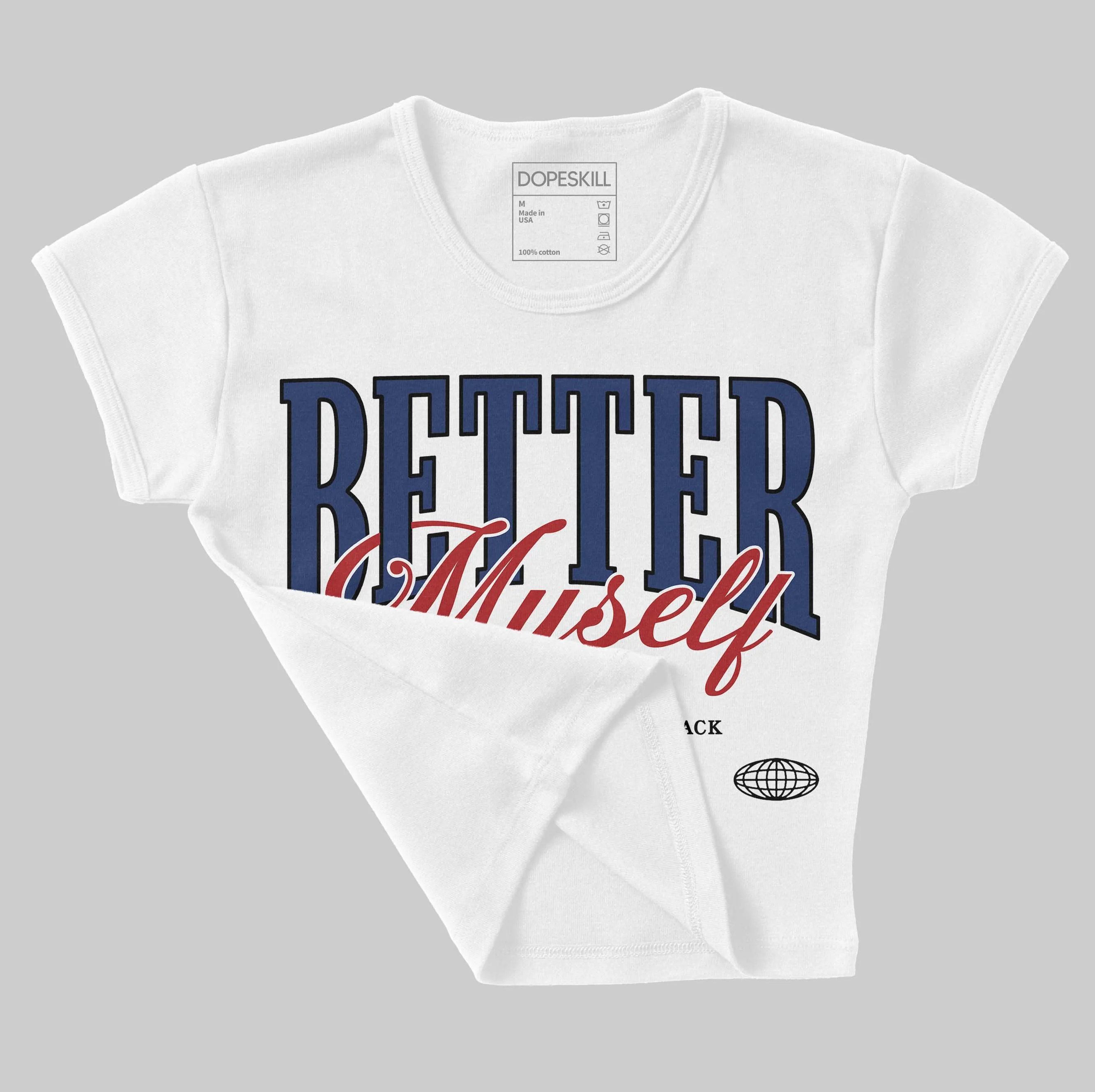 Midnight Navy 1s DopeSkill Women's Crop Top Better Myself Graphic sold by DopeSkill product image thumbnail 3